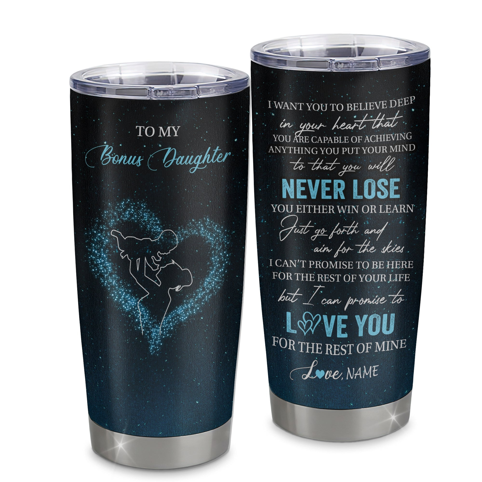 Personalized To My Bonus Daughter Tumbler From Stepmother Stainless Steel Cup Promise To Love You Stepdaughter Birthday Graduation Gift