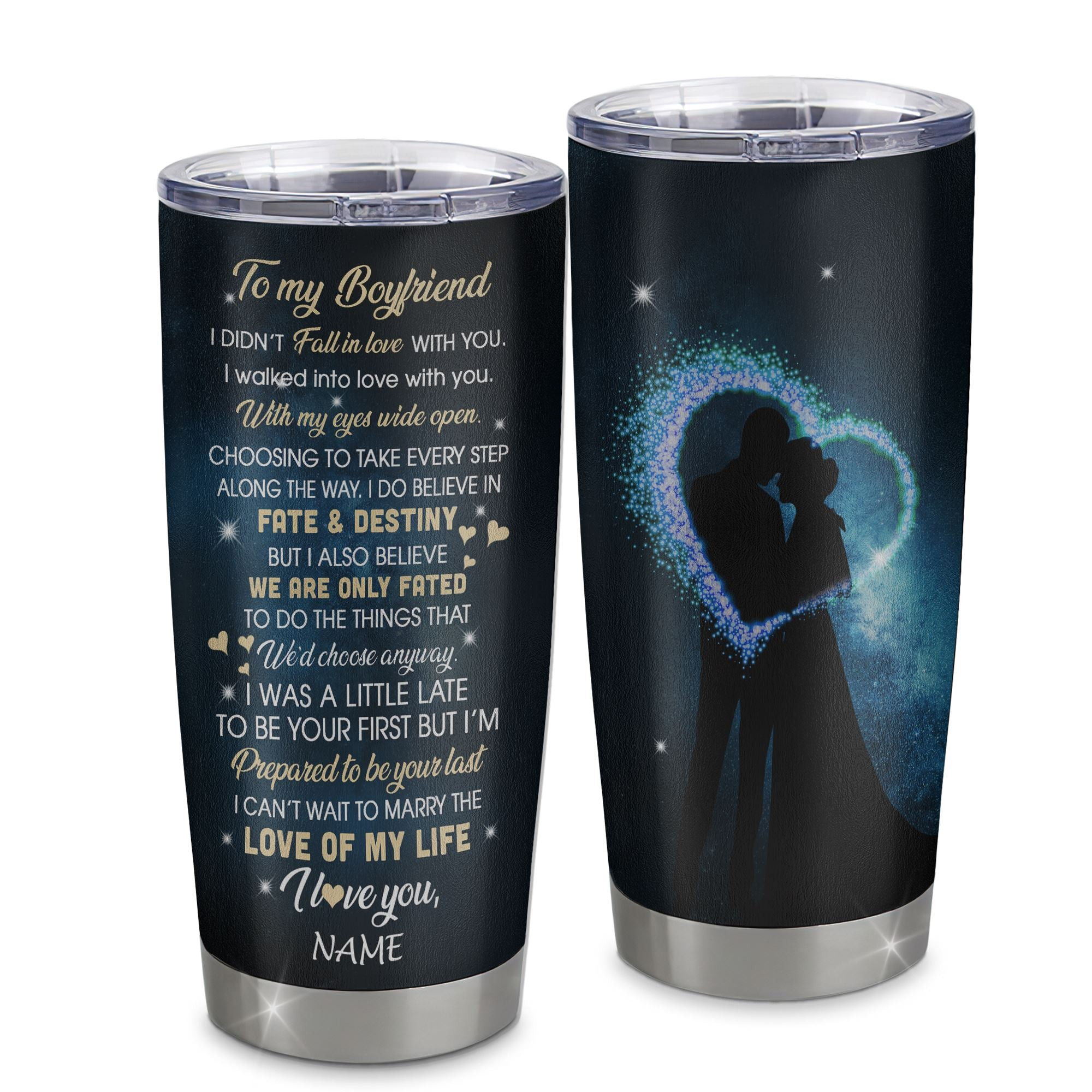 Personalized To My Boyfriend Tumbler Fall In Love With You Future Husband Birthday Anniversary Romantic Gift Valentines Gift