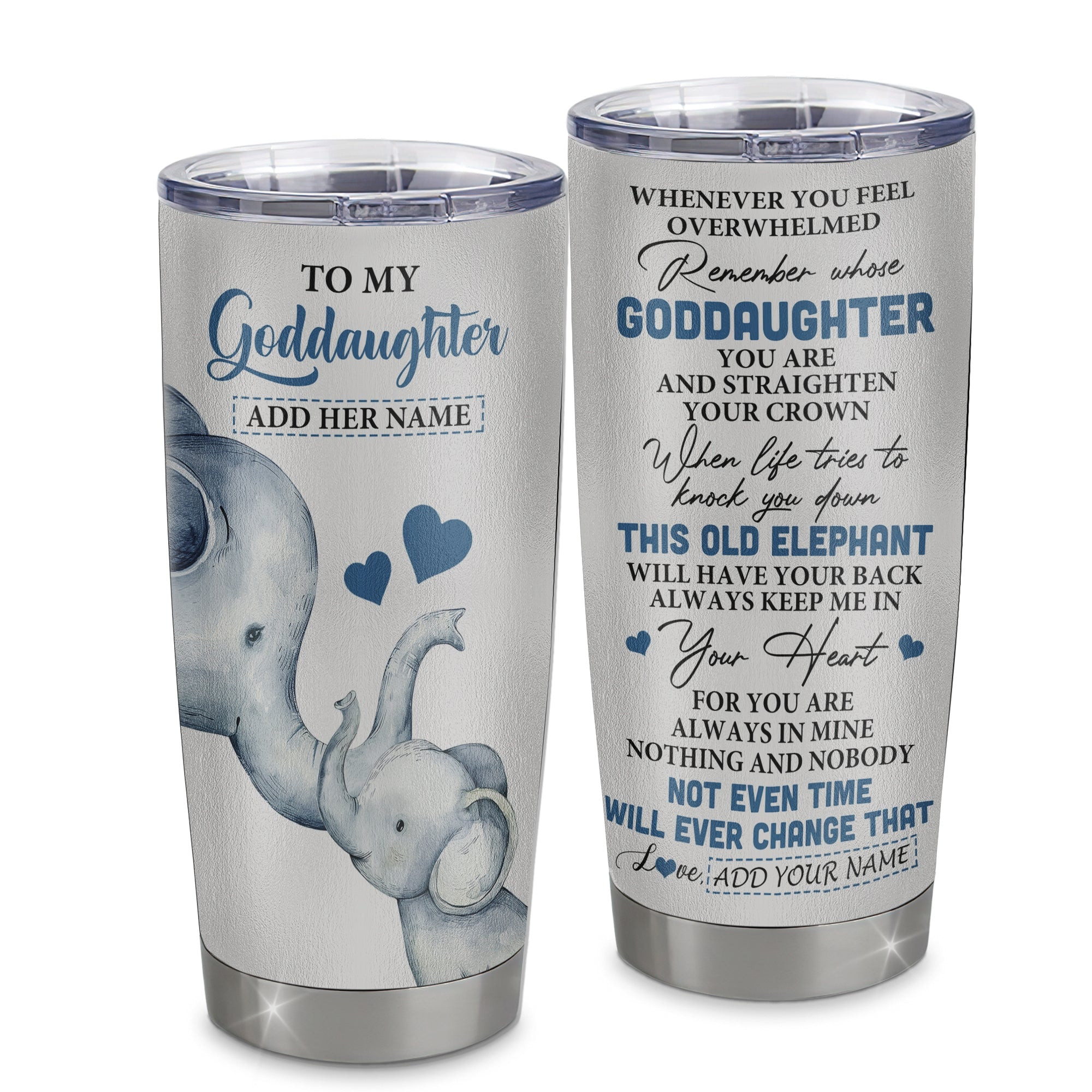Personalized To My Goddaughter Gifts Tumbler From Godmother Whenever Elephant Unique Birthday Gifts For Goddaughter Graduation Gift