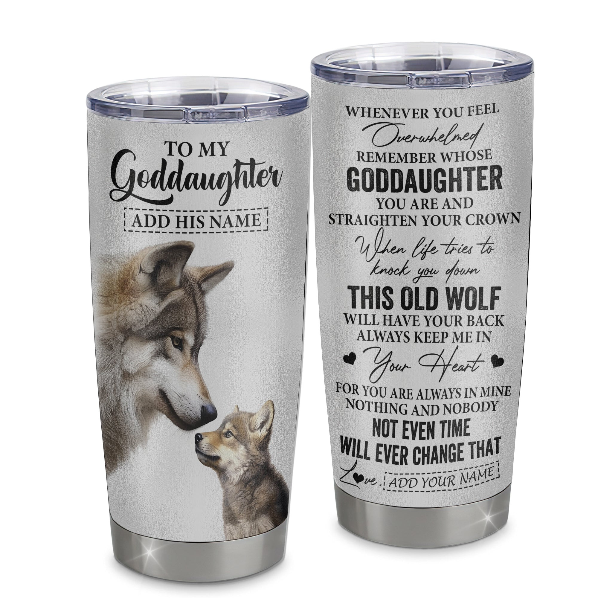 Personalized To My Goddaughter Gifts Tumbler From Godmother Whenever Wolf Unique Birthday For Goddaughter Graduation Gift