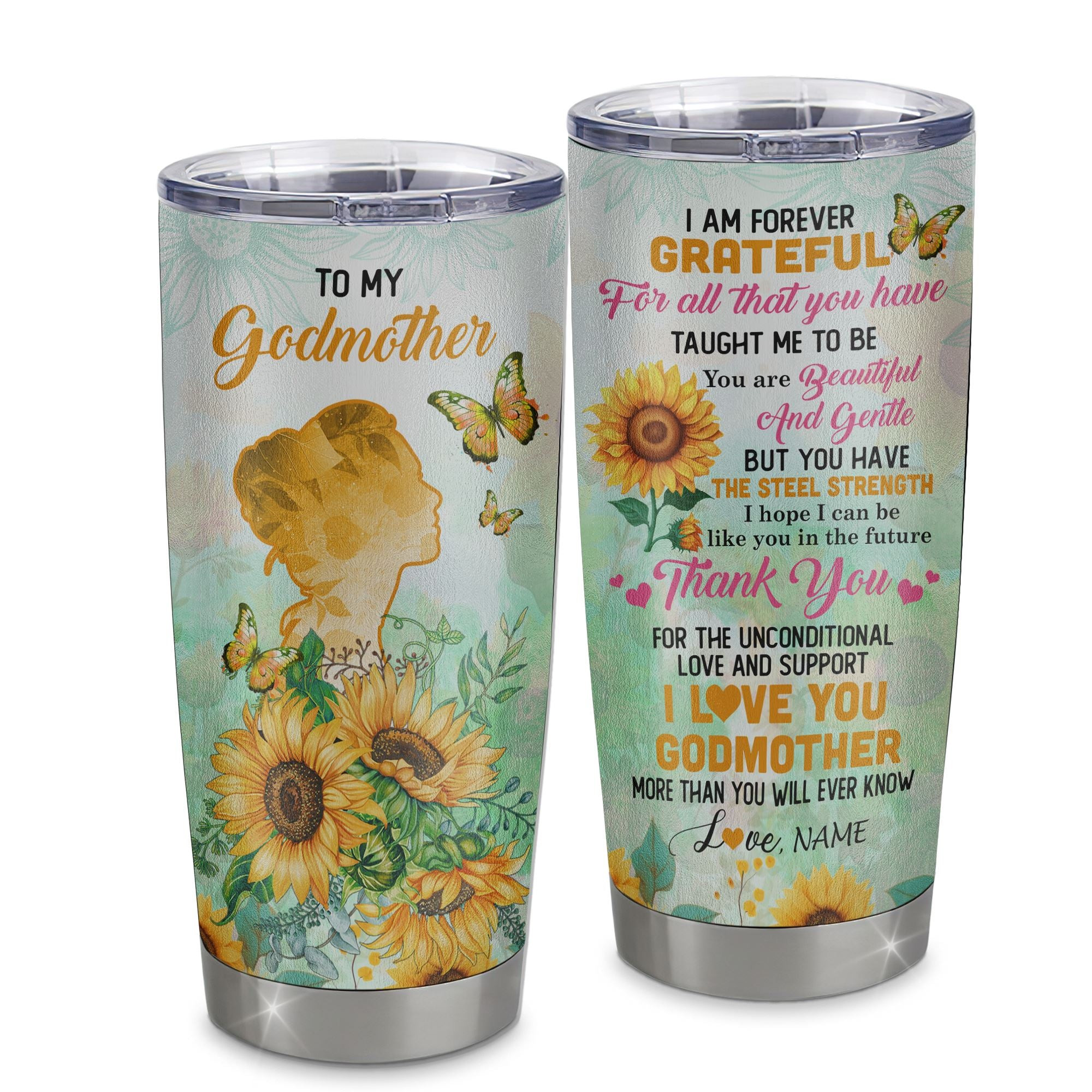 Personalized To My Godmother Tumbler From Goddaughter Stainless Steel Suower Forever Grateful Godmother Gift Birthday Mothers Day Gift
