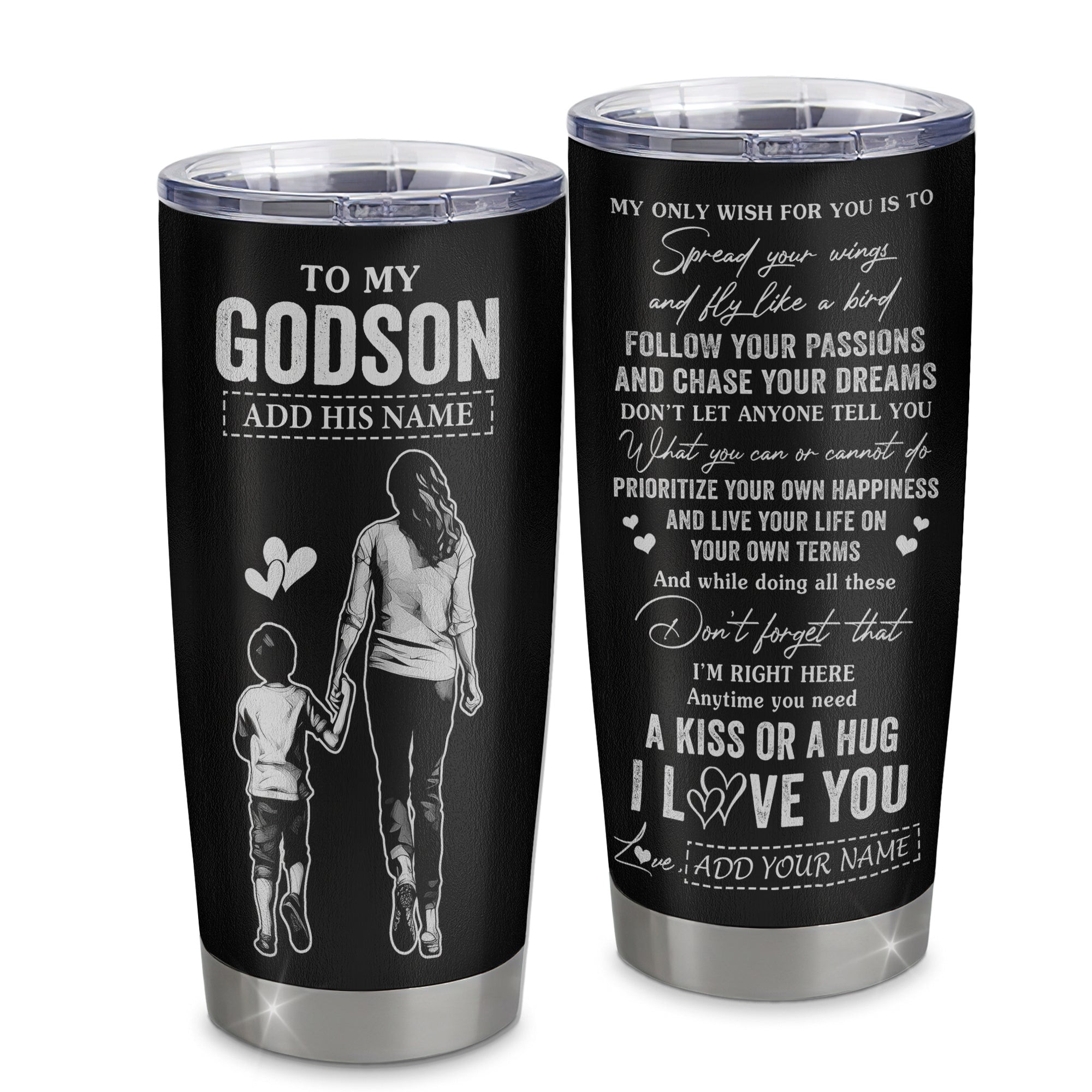 Personalized To My Godson Gifts Tumbler From Godmother Aunt My Only Wish For You Godson Birthday Gifts Graduation Gift