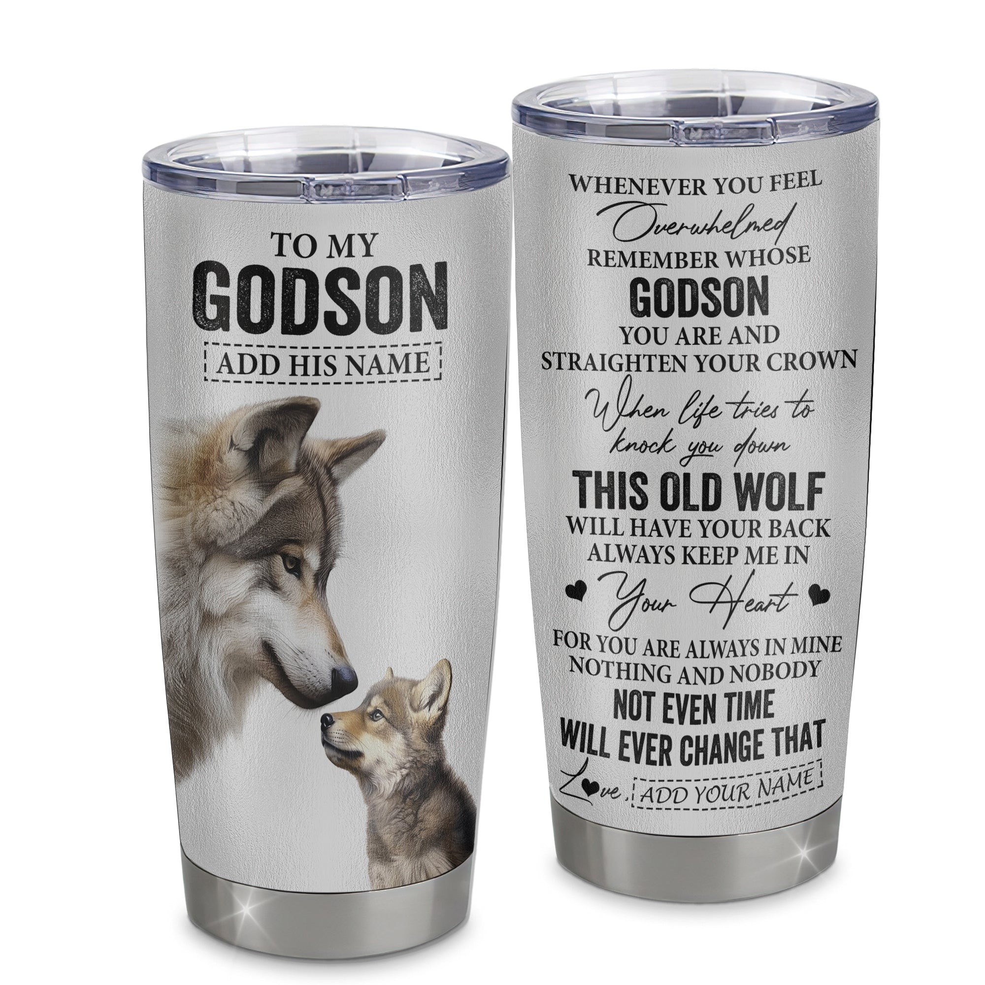 Personalized To My Godson Gifts Tumbler From Godmother Uncle Whenever Wolf Unique Birthday Gifts For Godson Graduation Gift