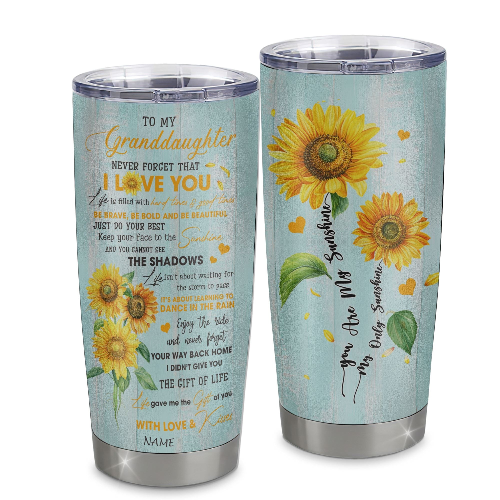 Personalized To My Granddaughter From Grandma Stainless Steel Tumbler Cup Never Forget That I Love You Suower Granddaughter Birthday Gift