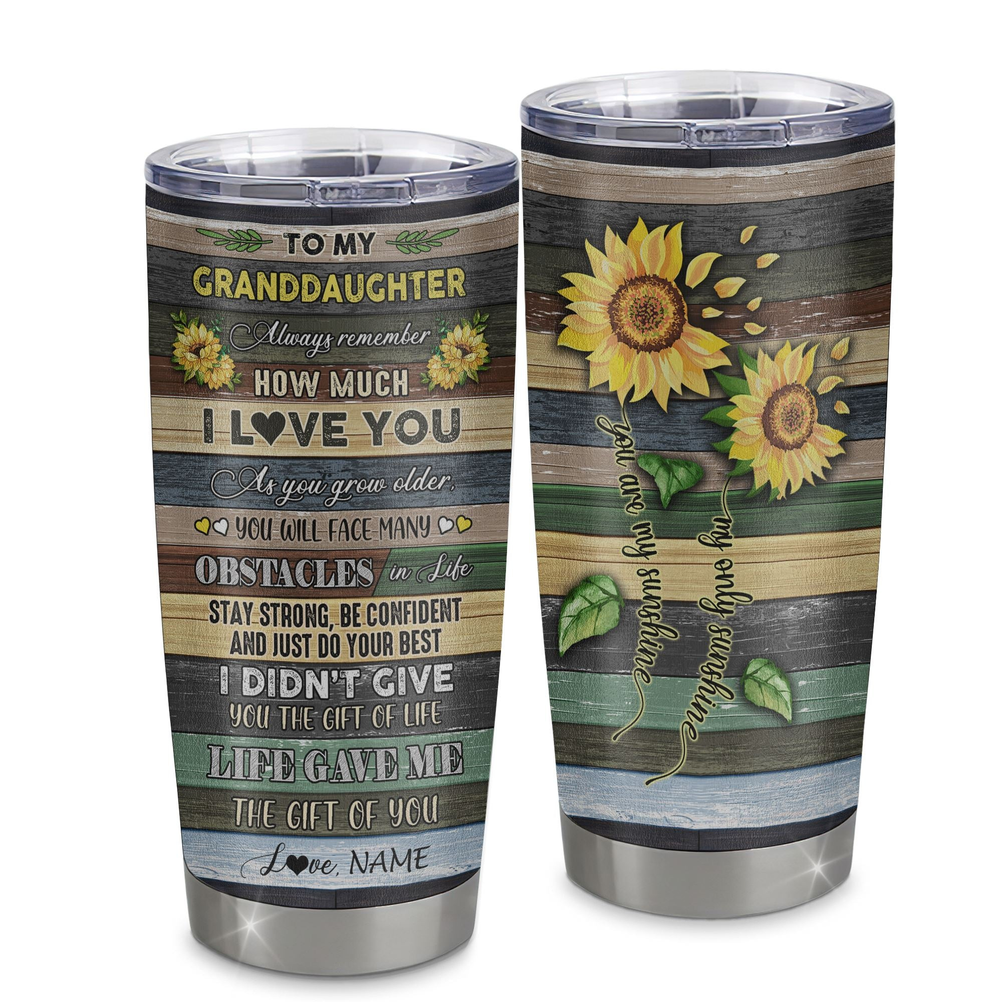 Personalized To My Granddaughter From Grandma Stainless Steel Tumbler Cup Suower Granddaughter Birthday Gift