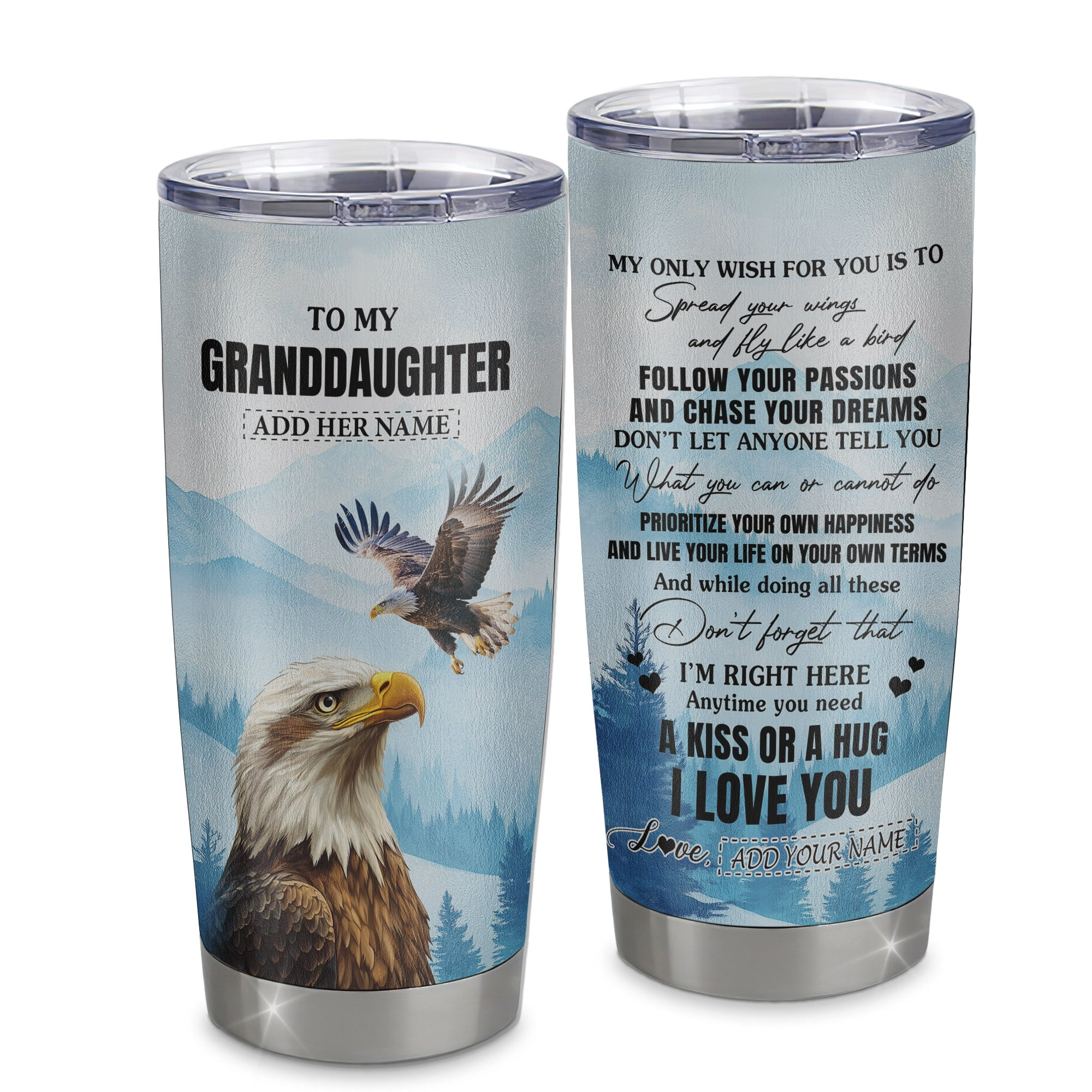 Personalized To My Granddaughter Gifts Tumbler From Grandma Eagle My Only Wish For You Granddaughter Birthday Gifts Graduation Gift