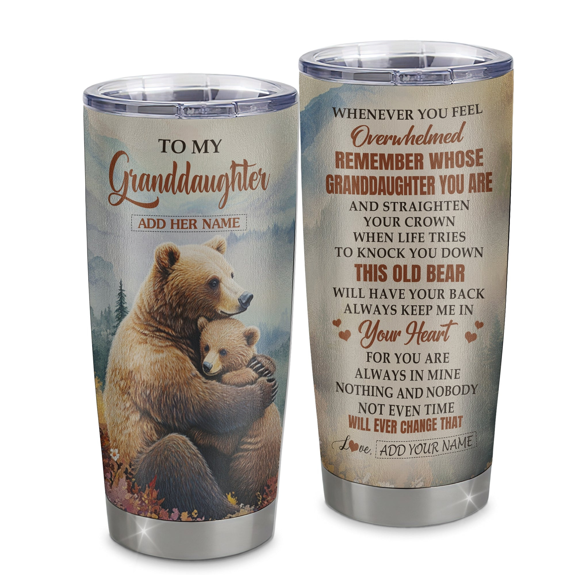 Personalized To My Granddaughter Gifts Tumbler From Grandma Whenever Bear Unique Birthday Gifts For Granddaughter Graduation Gift