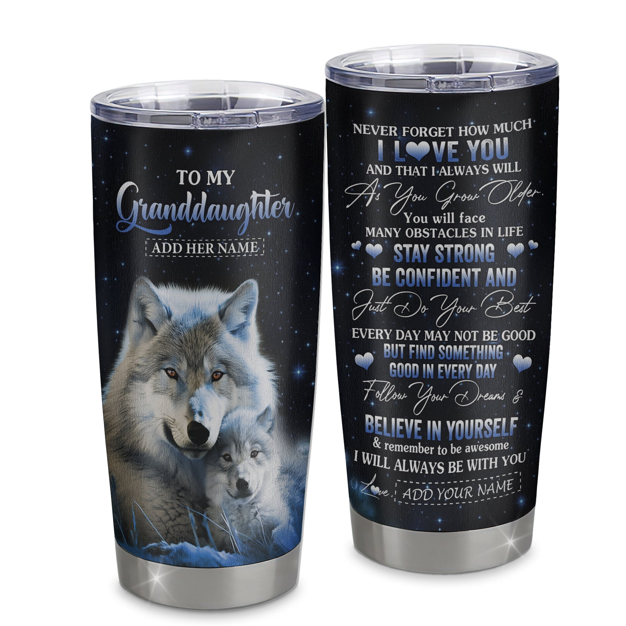 Personalized To My Granddaughter I Love You Forever Tumbler From Grandma Grandpa Wolf Granddaughter Birthday Gifts Graduation Gift