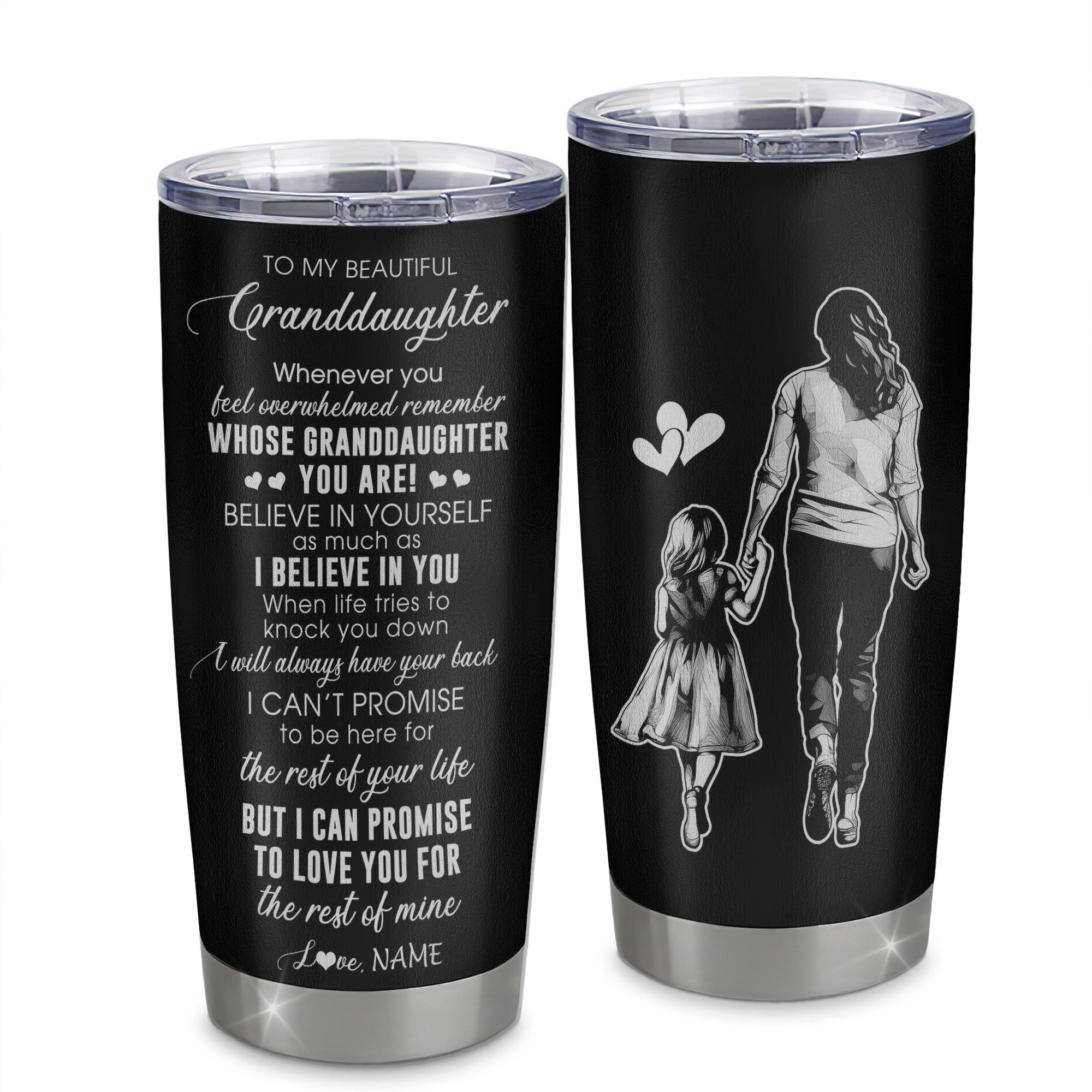 Personalized To My Granddaughter Tumbler From Grandma Gigi Stainless Steel Cup Whenever You Feel Overwhelmed Granddaughter Birthday Gift