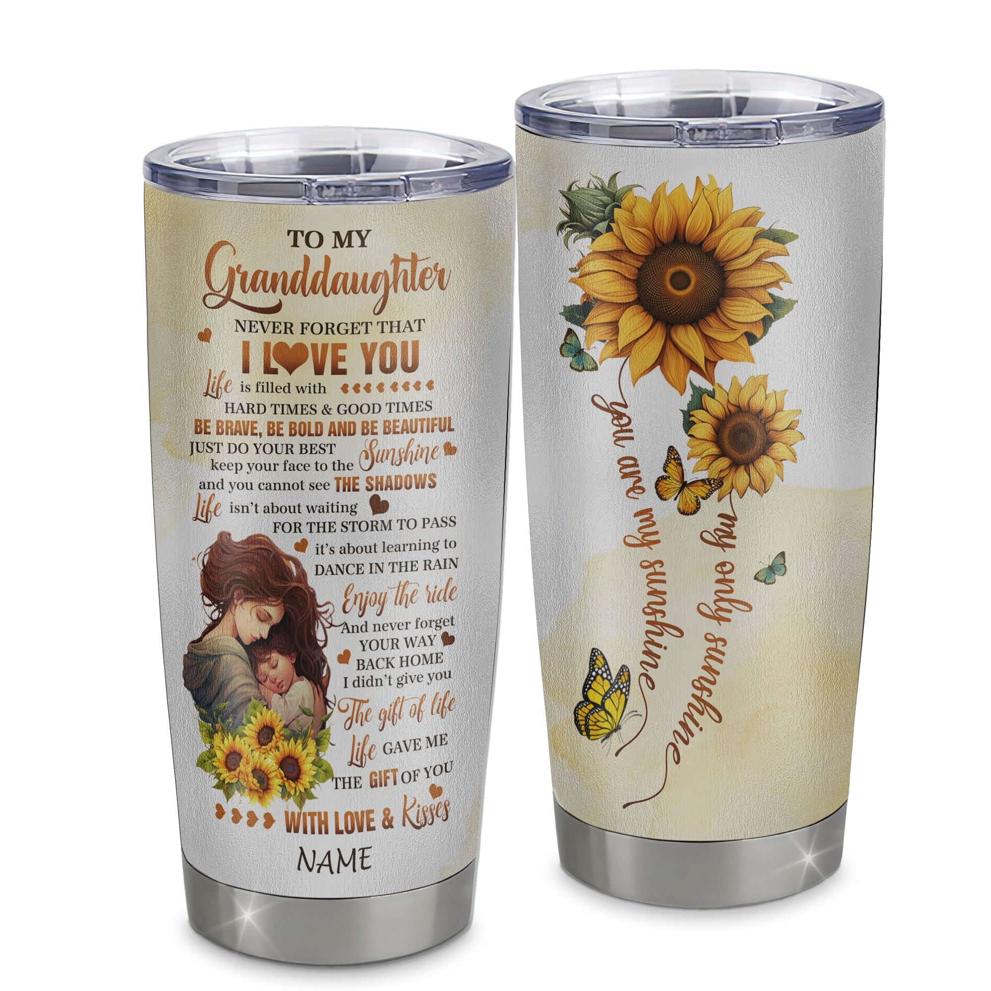 Personalized To My Granddaughter Tumbler From Grandma Stainless Steel Cup Suower Never Forget That I Love You Granddaughter Birthday Gift
