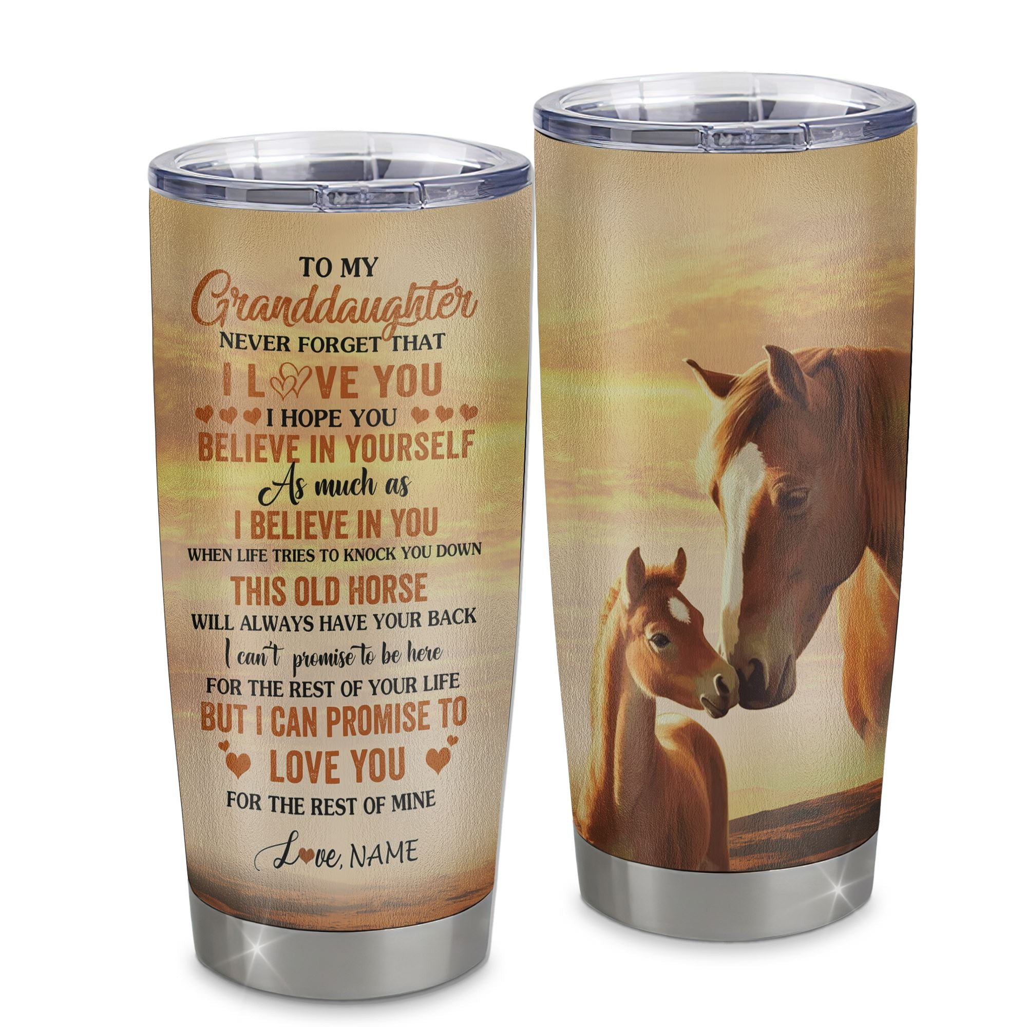 Personalized To My Granddaughter Tumbler From Grandma Stainless Steel Cup This Old Horse Love You Granddaughter Birthday Gifts Graduation Gift