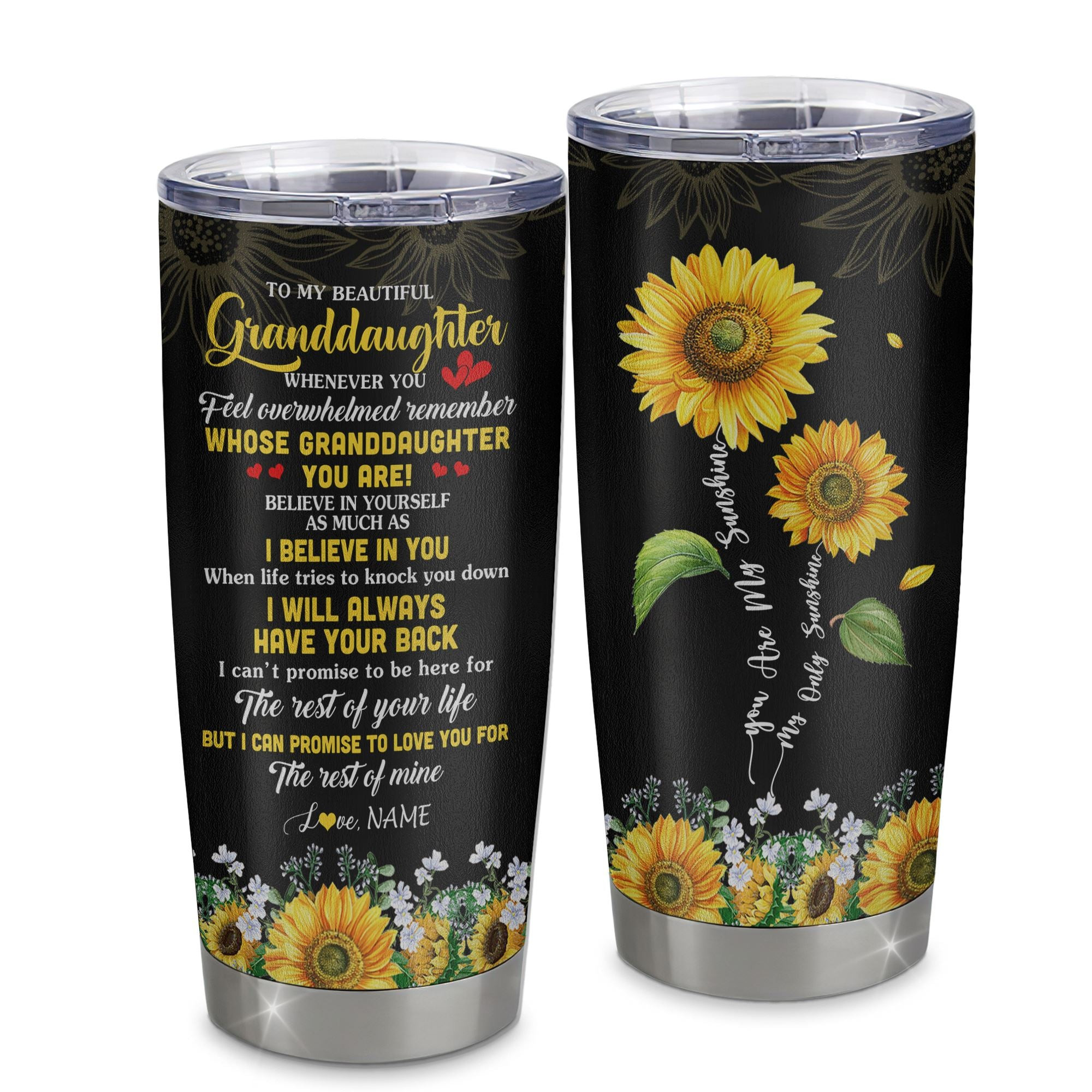 Personalized To My Granddaughter Tumbler From Grandma Stainless Steel Cup Whenever You Feel Suower Granddaughter Birthday Gifts Graduation Gift