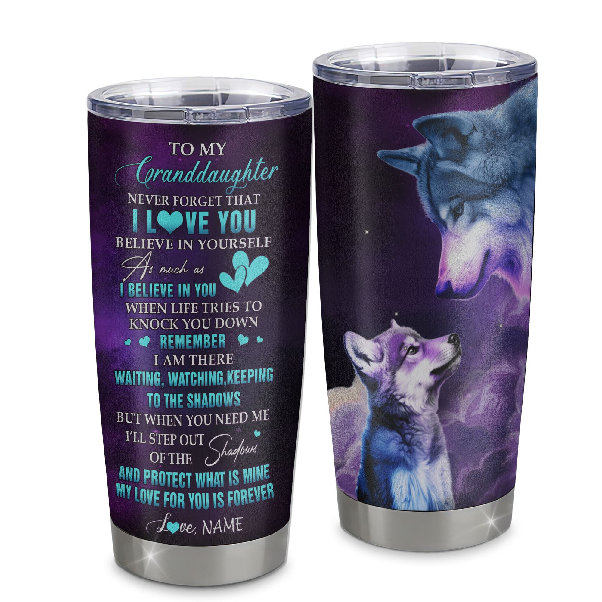 Personalized To My Granddaughter Tumbler From Grandma Stainless Steel Cup Wolf Moon My Love For You Is Forever Granddaughter Birthday Gifts Gift