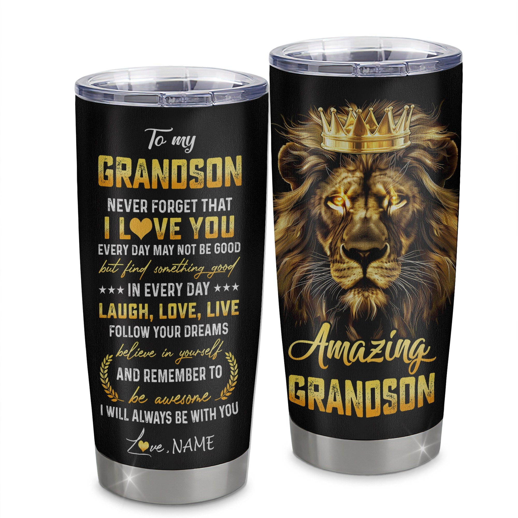 Personalized To My Grandson From Nana Grandma Grandpa Stainless Steel Tumbler Cup