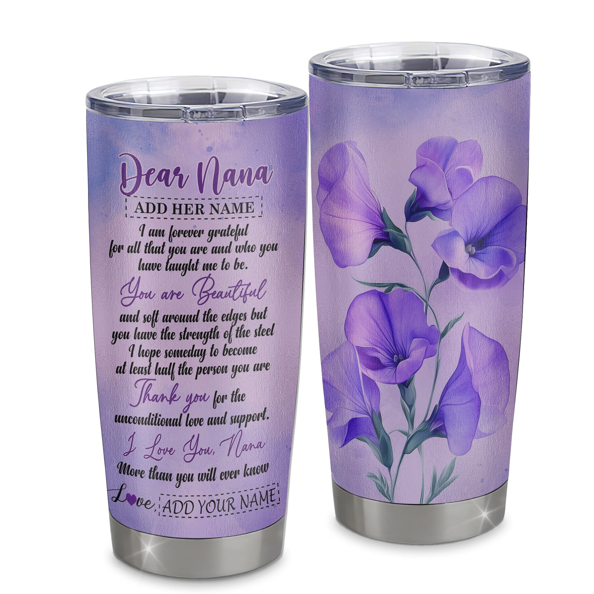 Personalized To My Nana Gifts From Granddaughter Grandson Tumbler Flower You Are Beautiful Gifts For Nana Mothers Day Birthday Gift