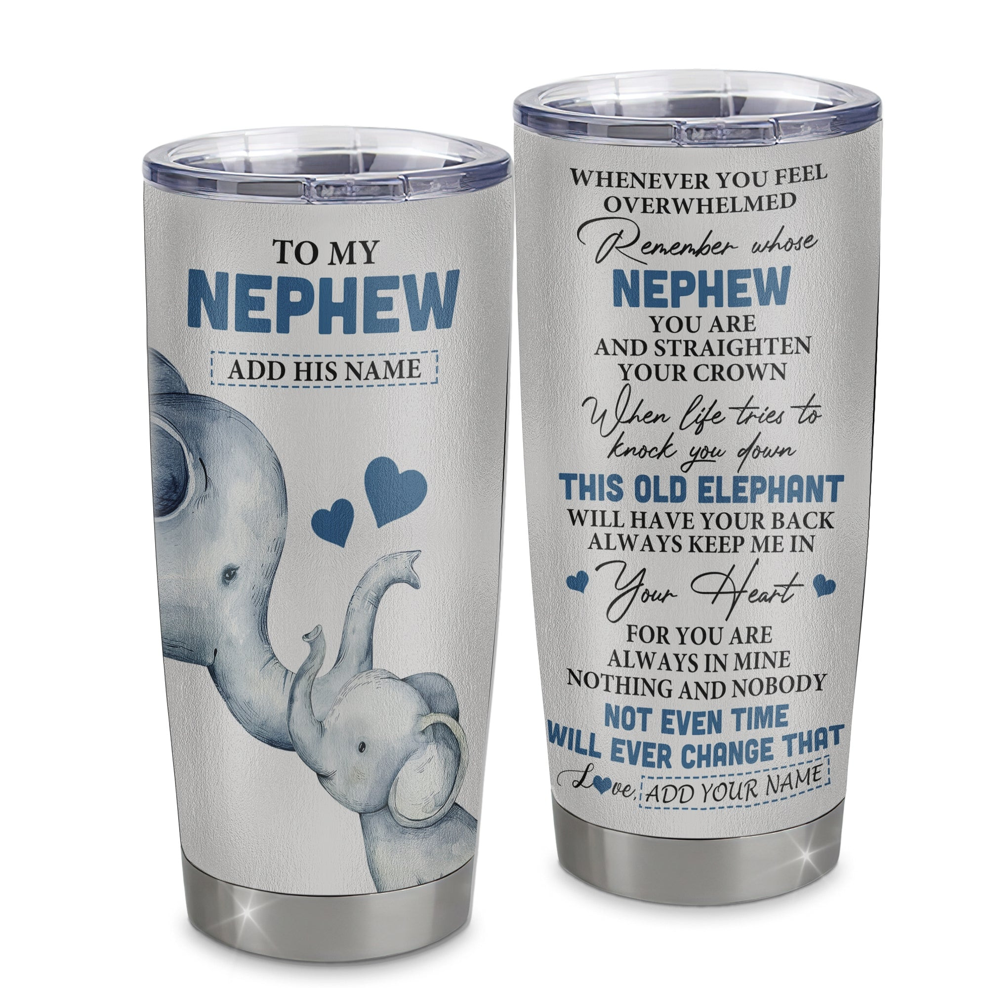 Personalized To My Nephew Gifts Tumbler From Aunt Uncle Auntie Whenever Elephant Unique Birthday Gifts For Nephew Graduation Gift