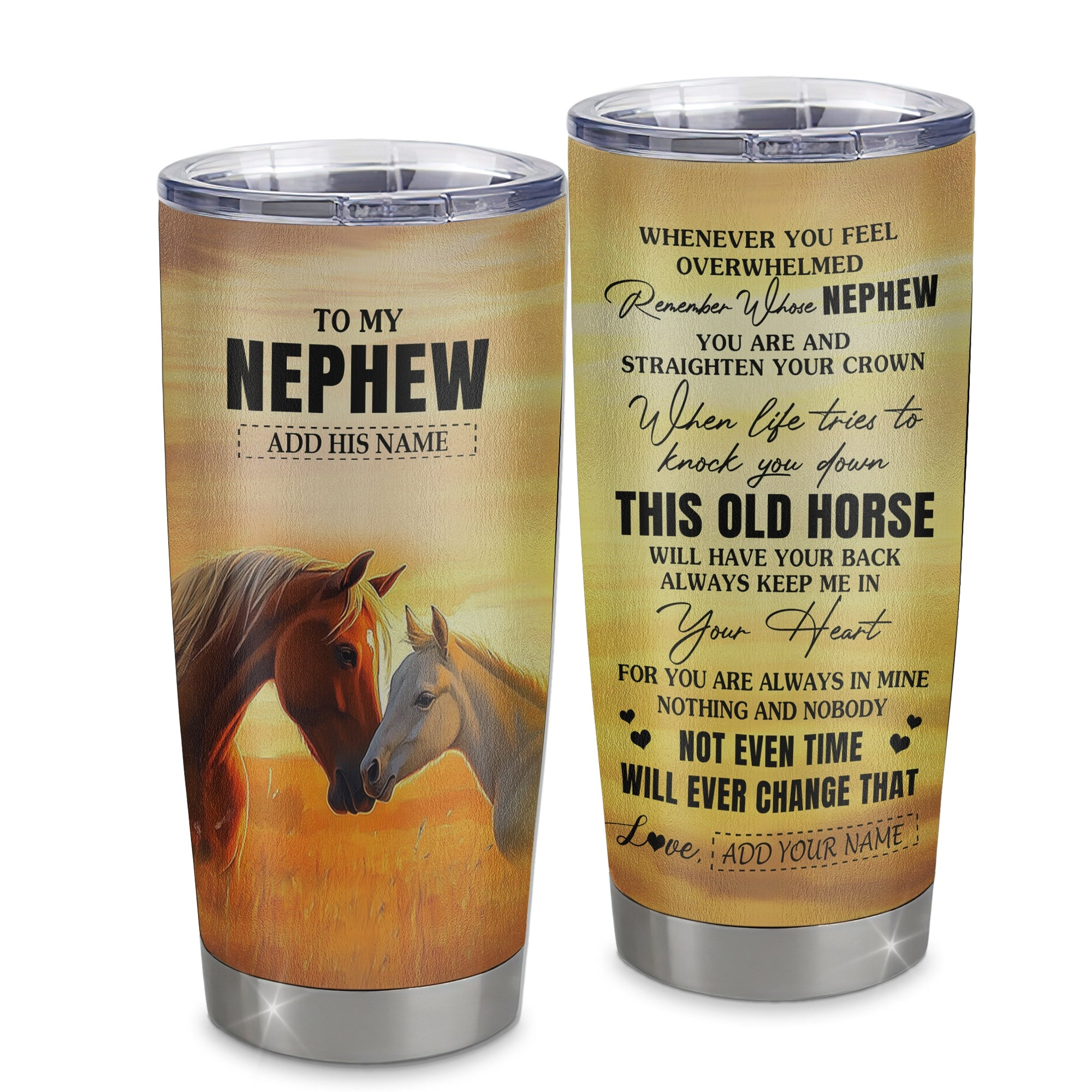 Personalized To My Nephew Gifts Tumbler From Aunt Uncle Auntie Whenever Horse Unique Birthday Gifts For Nephew Graduation Gift