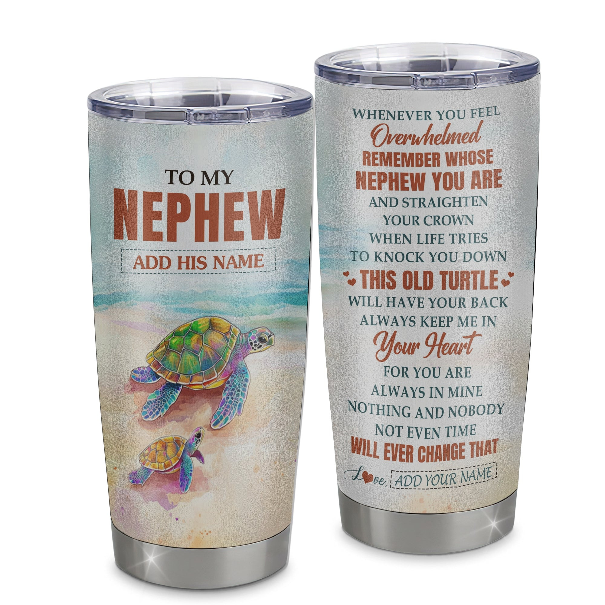 Personalized To My Nephew Gifts Tumbler From Aunt Uncle Auntie Whenever Turtle Unique Birthday Gifts For Nephew Graduation Gift