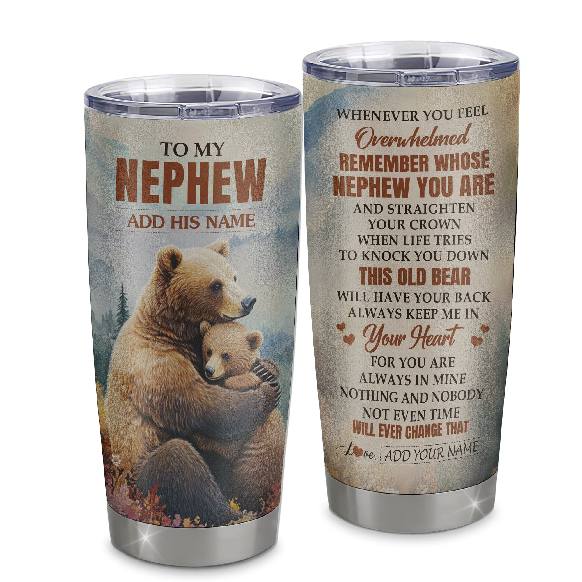 Personalized To My Nephew Gifts Tumbler From Aunt Uncle Whenever Bear Unique Birthday Gifts For Nephew Graduation Gift
