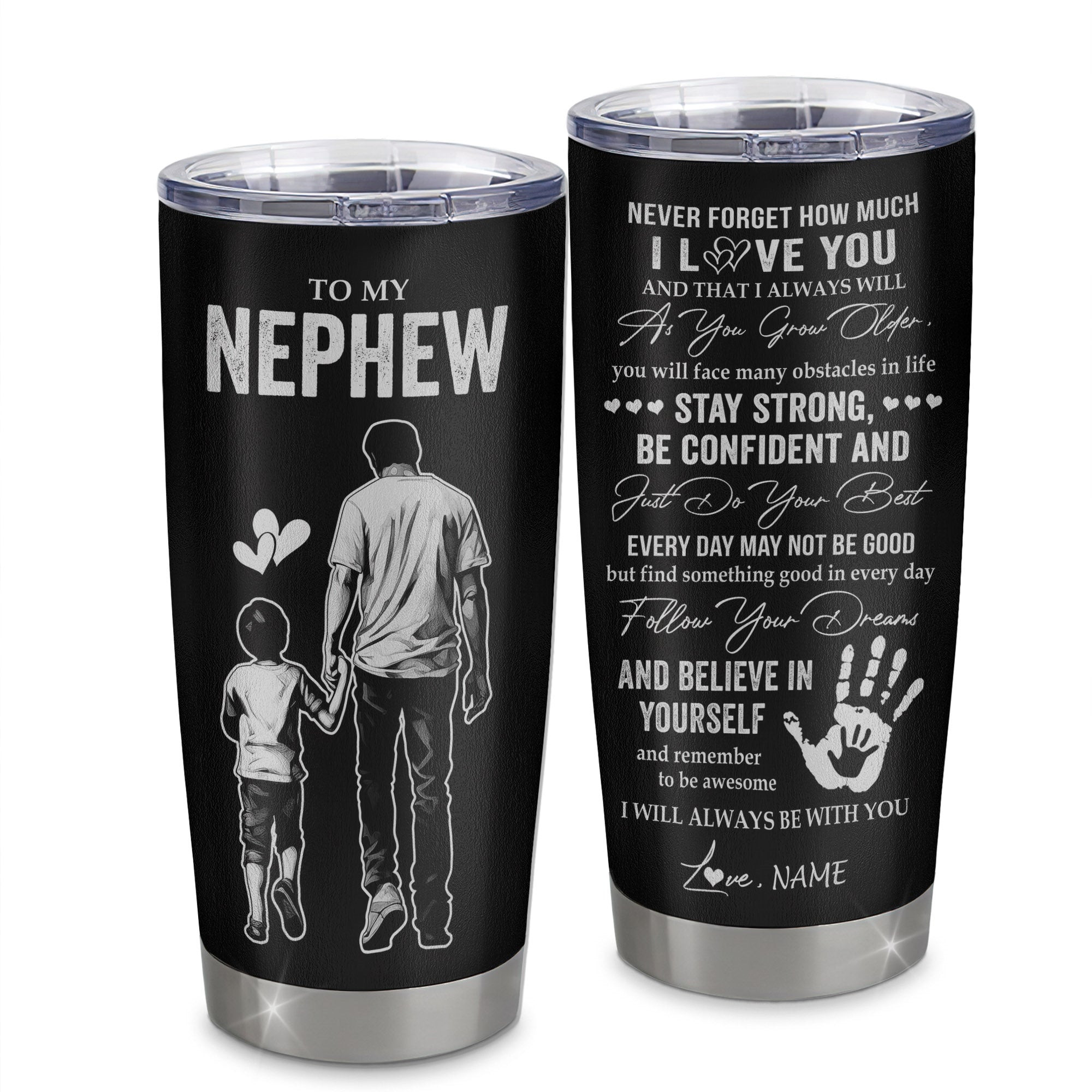 Personalized To My Nephew Tumbler Stainless Steel Cup I Love You Forever From Uncle Nephew Birthday Gifts Thanksgiving Graduation Gift