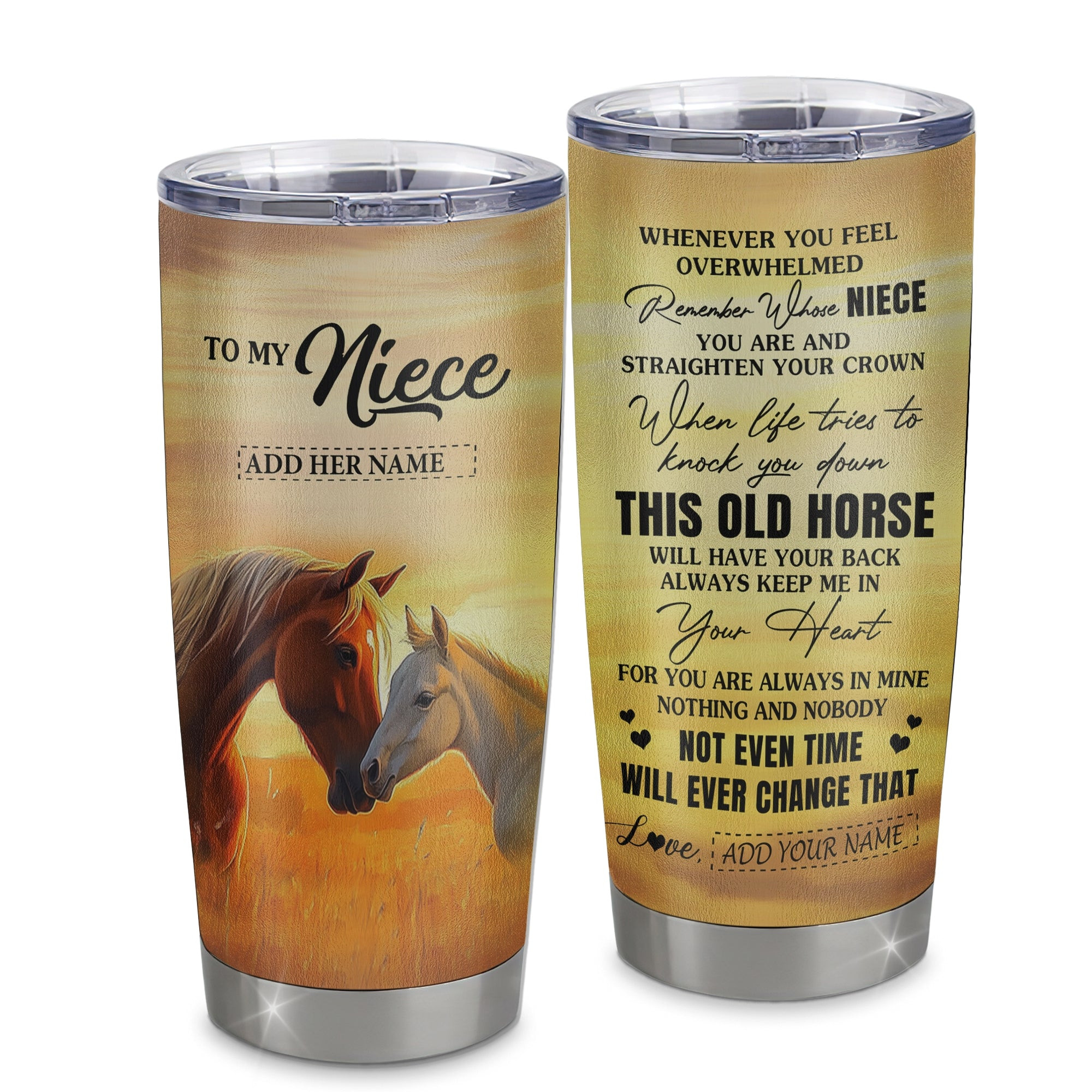 Personalized To My Niece Gifts Tumbler From Aunt Uncle Auntie Whenever Horse Unique Birthday Gifts For Niece Graduation Gift