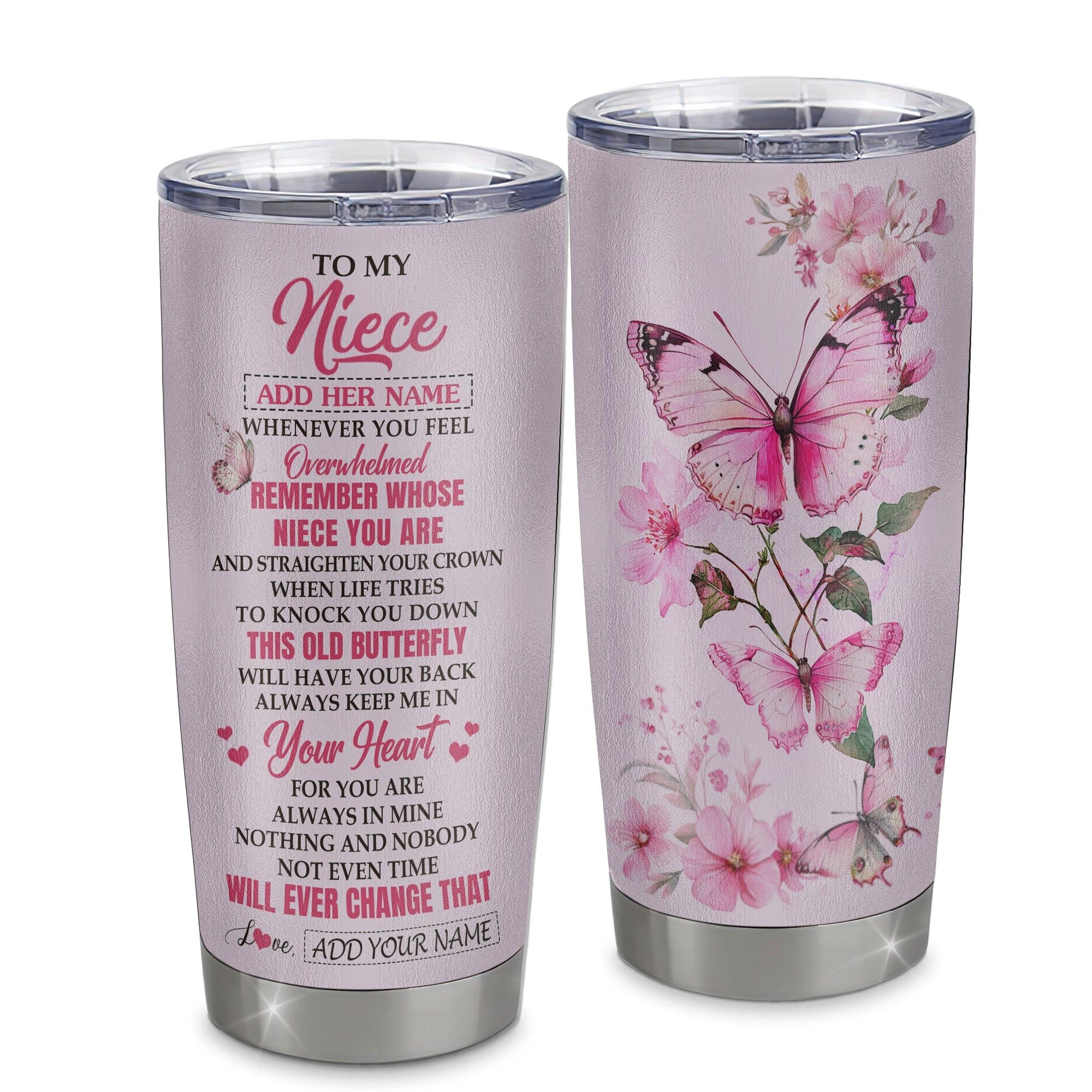 Personalized To My Niece Gifts Tumbler From Aunt Uncle Whenever Butterfly Unique Birthday Gifts For Niece Graduation Gift