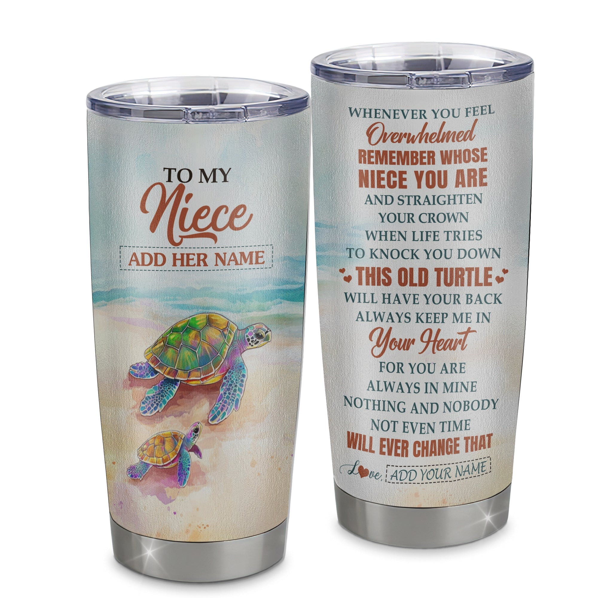 Personalized To My Niece Gifts Tumbler From Aunt Uncle Whenever Turtle Unique Birthday Gifts For Niece Graduation Customized Gift