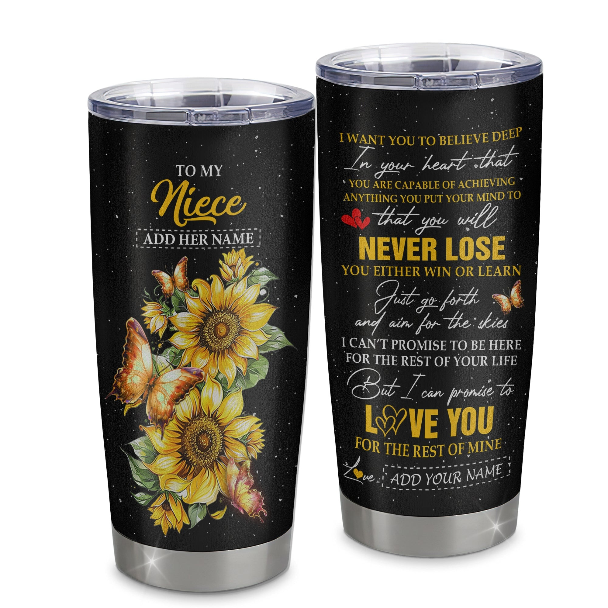 Personalized To My Niece Tumbler From Aunt Uncle Auntie You Will Never Lose Suower Niece Birthday Gifts Graduation Gift