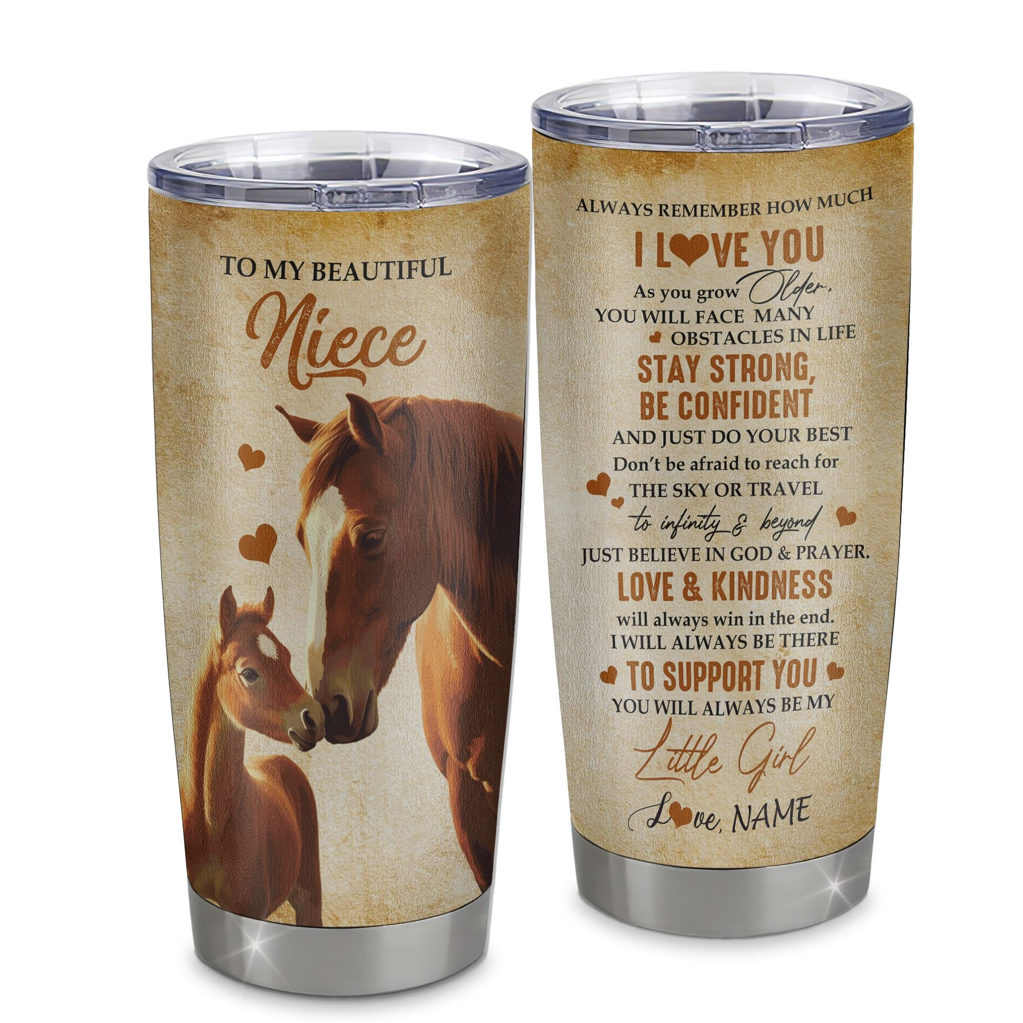 Personalized To My Niece Tumbler From Aunt Uncle Stainless Steel Cup Always Remember I Love You Horse Niece Birthday Gifts Graduation Gift
