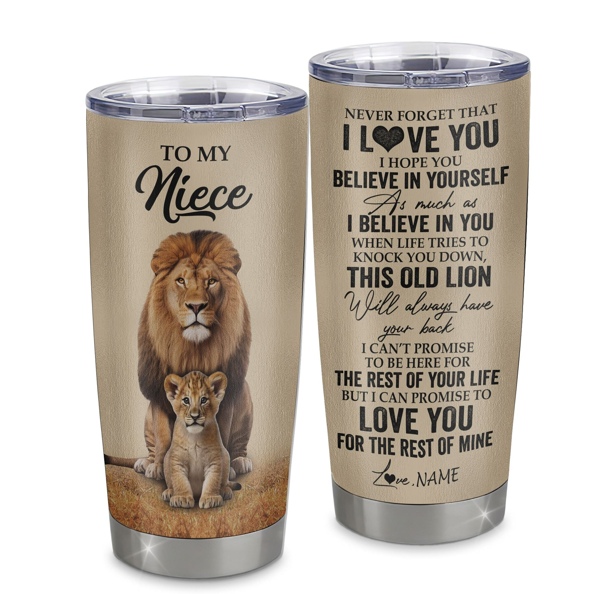 Personalized To My Niece Tumbler From Uncle Lion Stainless Steel Cup Never Forget That I Love You Niece Birthday Gifts Graduation Gift