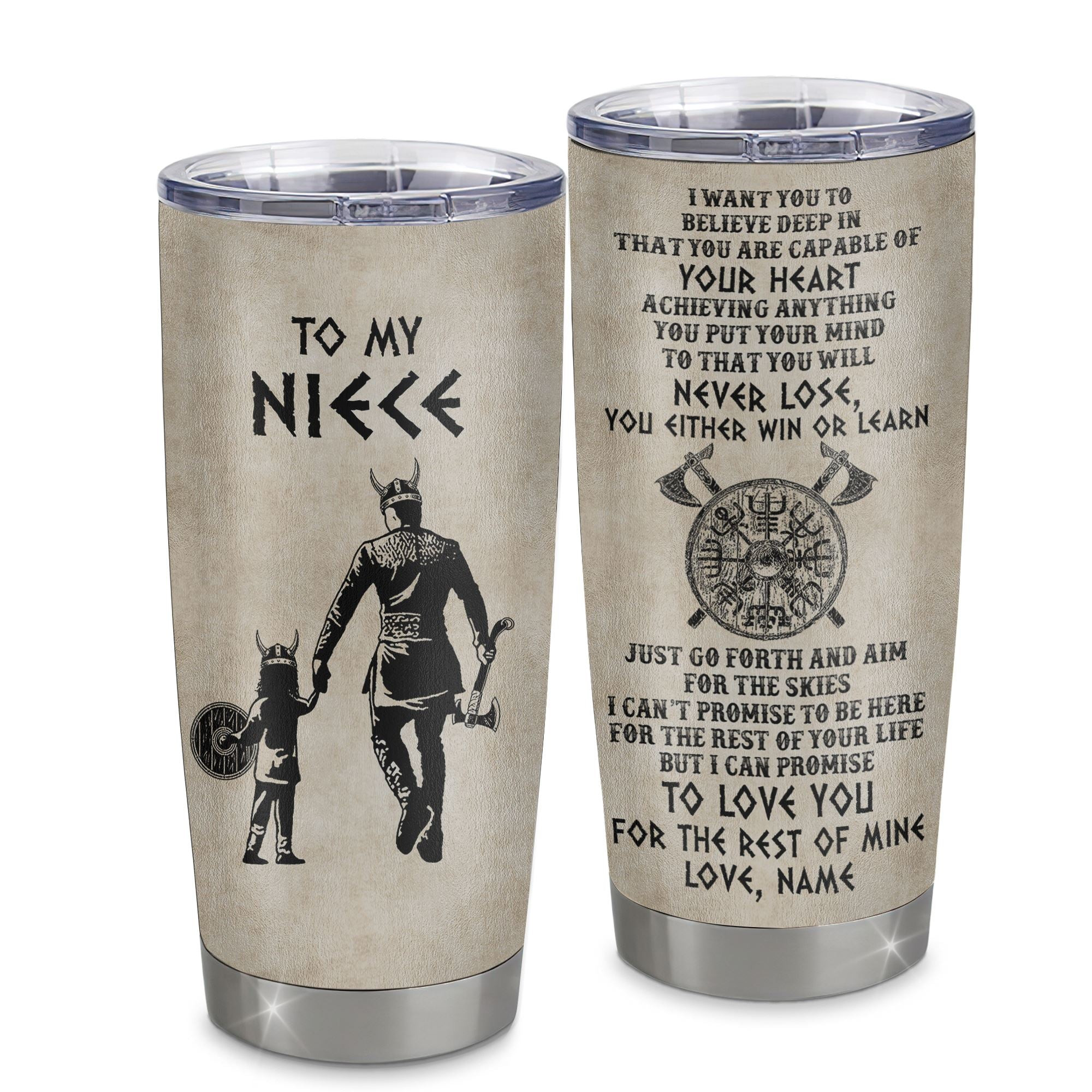 Personalized To My Niece Tumbler From Uncle Stainless Steel Cup You Will Never Lose Viking Niece Birthday Graduation Thanksgiving Gift