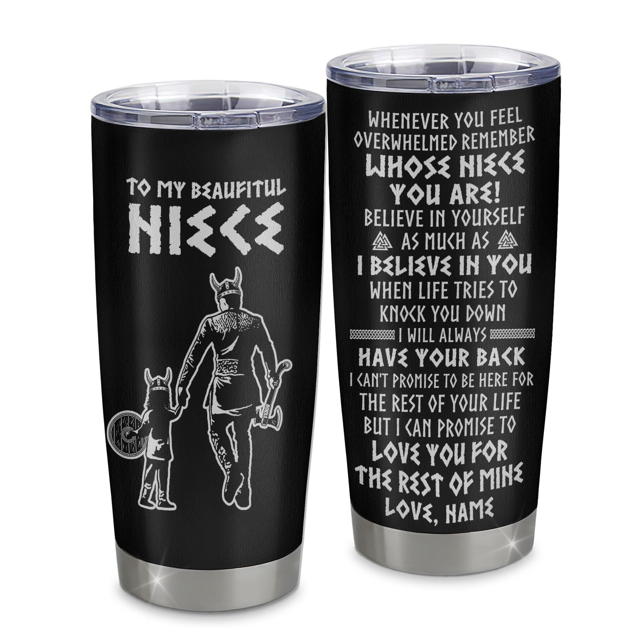 Personalized To My Niece Viking Tumbler From Uncle Stainless Steel Cup Whenever You Feel Overwhelmed Motivational Gift For Niece