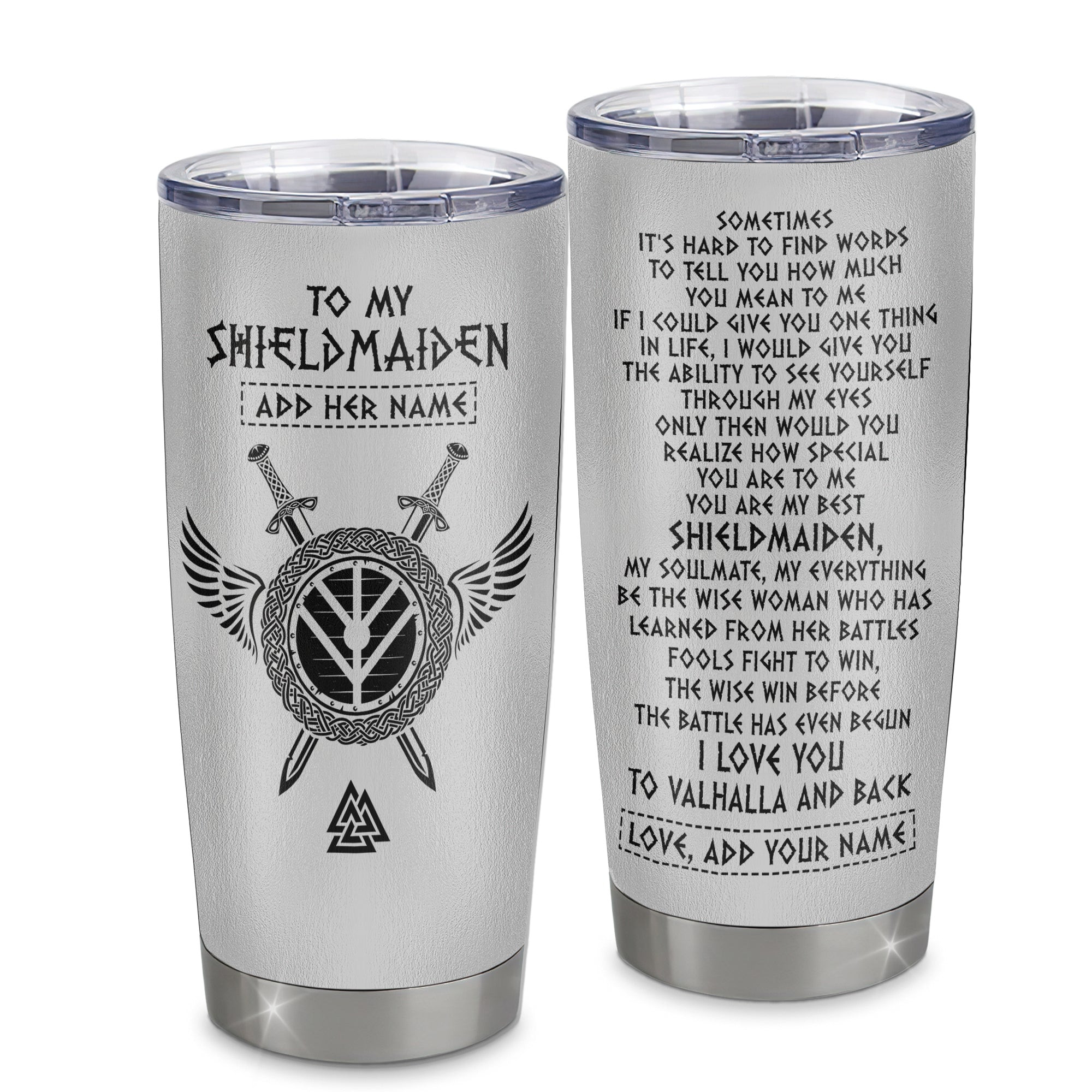 Personalized To My Shieldmaiden Gifts Tumbler Viking Valhalla Scandinavian For Wife Girlfriend Birthday Gifts Anniversary Gift