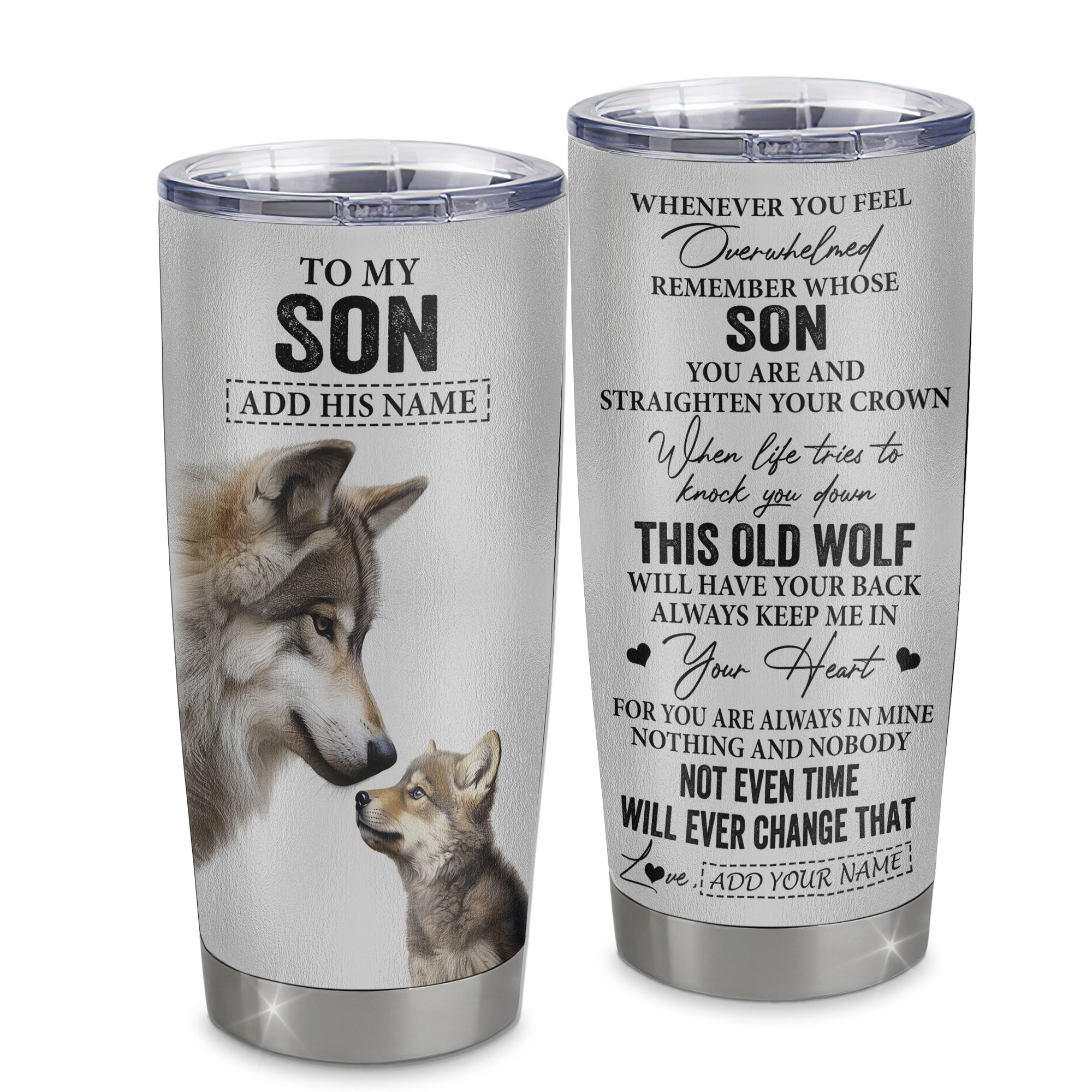 Personalized To My Son Gifts Tumbler From Mom Dad Mother Father Whenever Wolf Unique Birthday Gifts For Son Graduation Gift