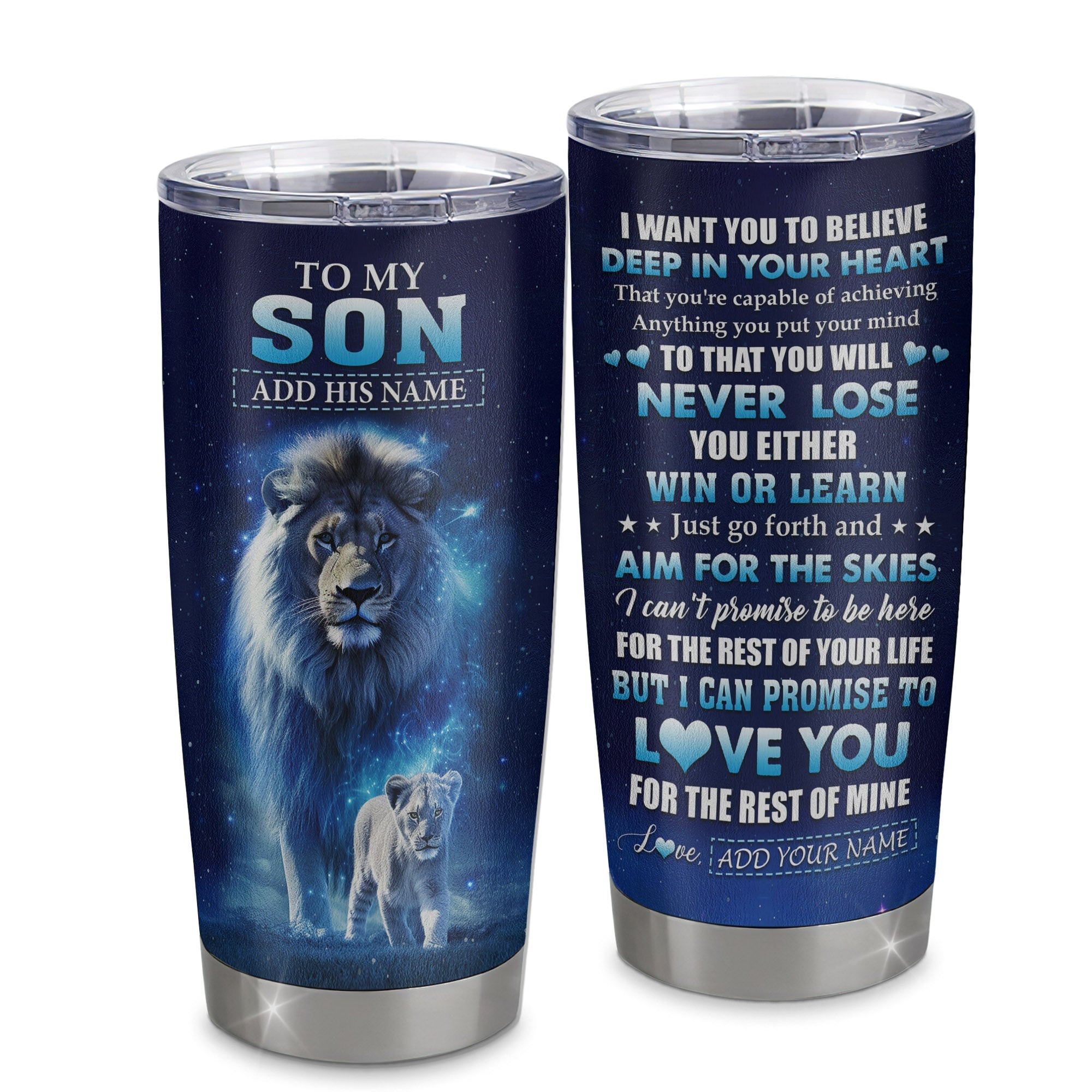 Personalized To My Son Tumbler From Dad Father Believe Your Heart Son Gift Birthday Graduation Gift