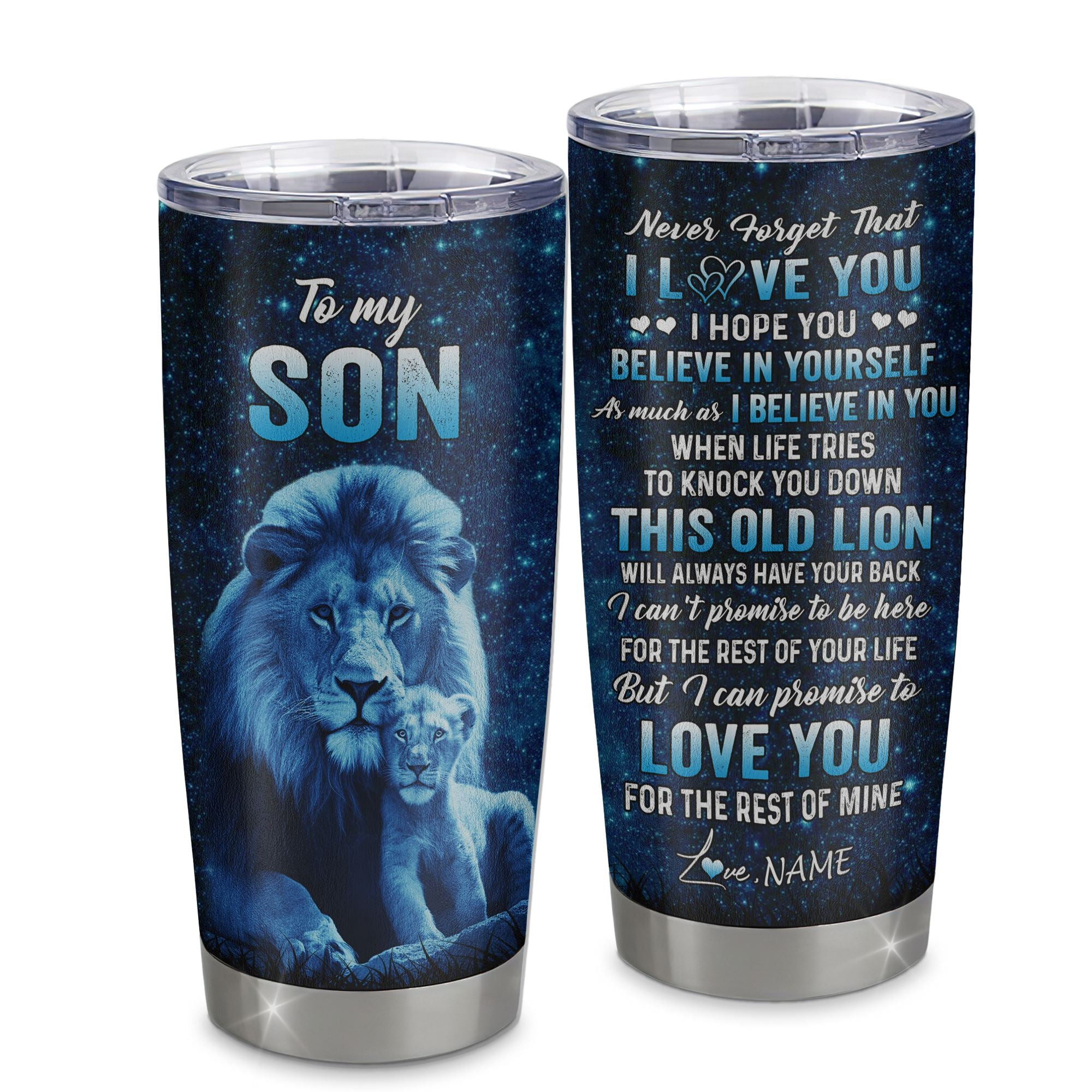 Personalized To My Son Tumbler From Dad Stainless Steel Cup This Old Lion Love You Son Birthday Gift