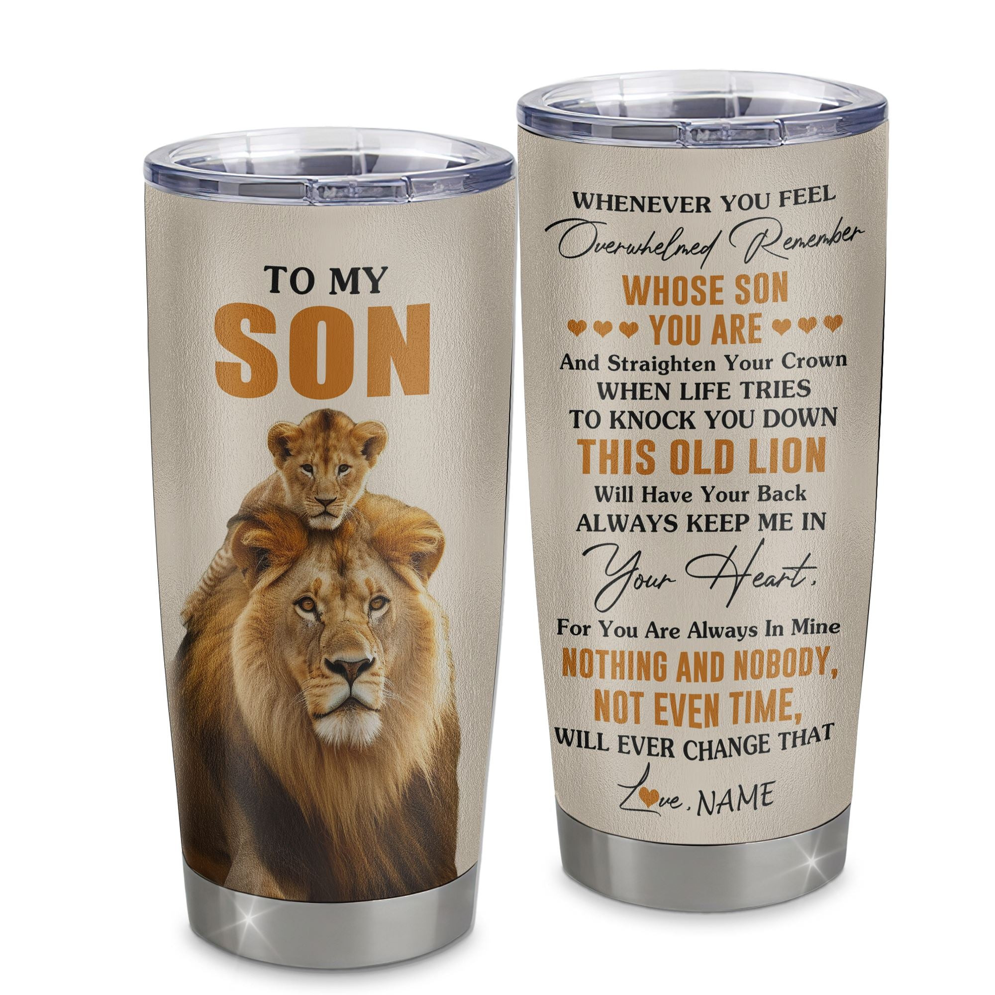 Personalized To My Son Tumbler Stainless Steel Cup From Dad Father Whenever You Fell Overwhelmed Lion Son Birthday Gifts Graduation Gift