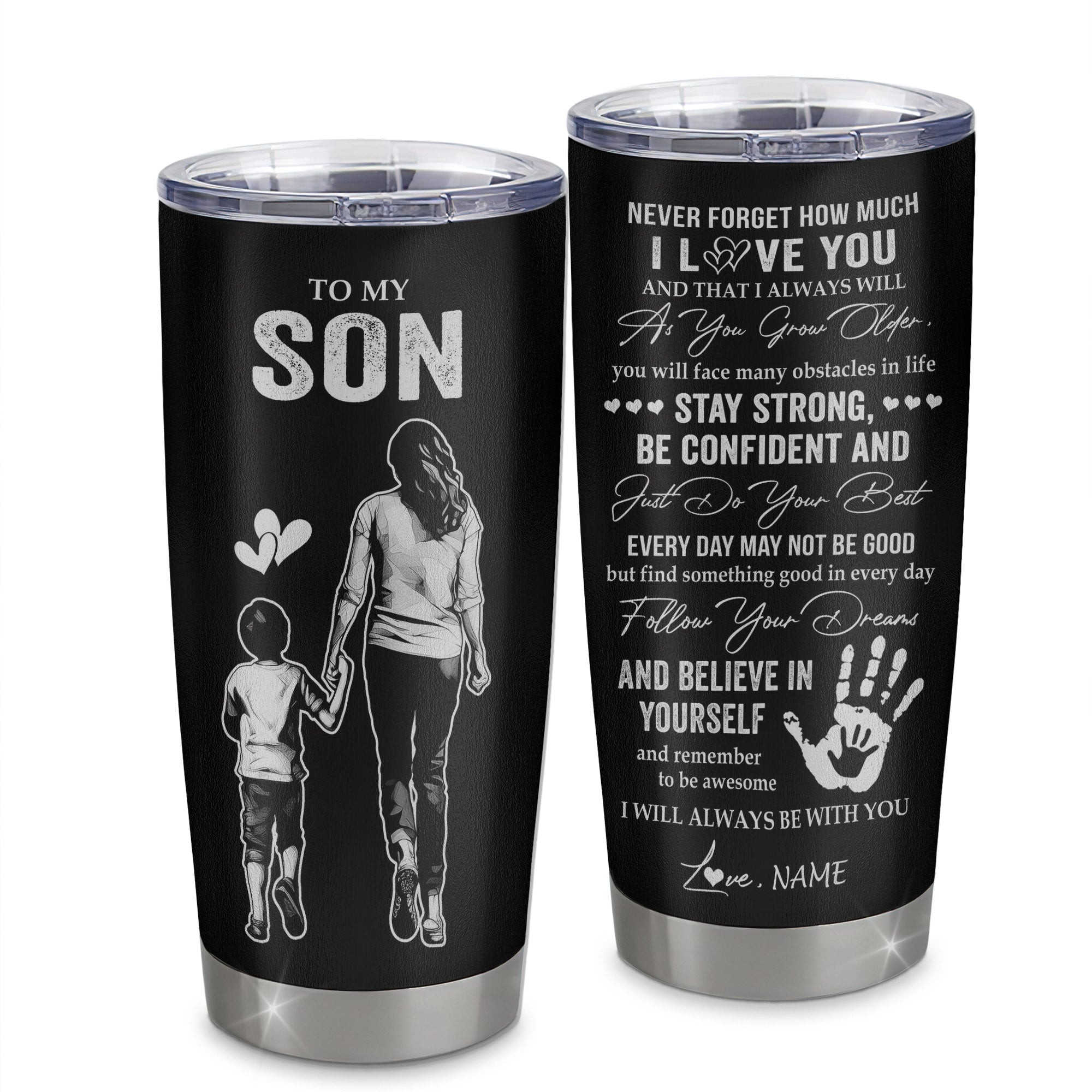 Personalized To My Son Tumbler Stainless Steel Cup I Love You Forever From Mom Mother Son Birthday Gifts Thanksgiving Graduation Gift