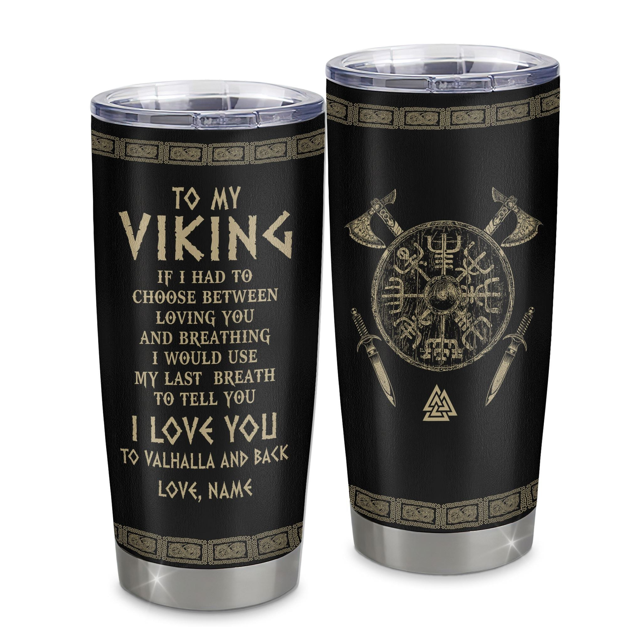Personalized To My Viking Tumbler Husband From Wife I Love You To Valhalla Husband Boyfriend Men Birthday Anniversary Valentines Gift