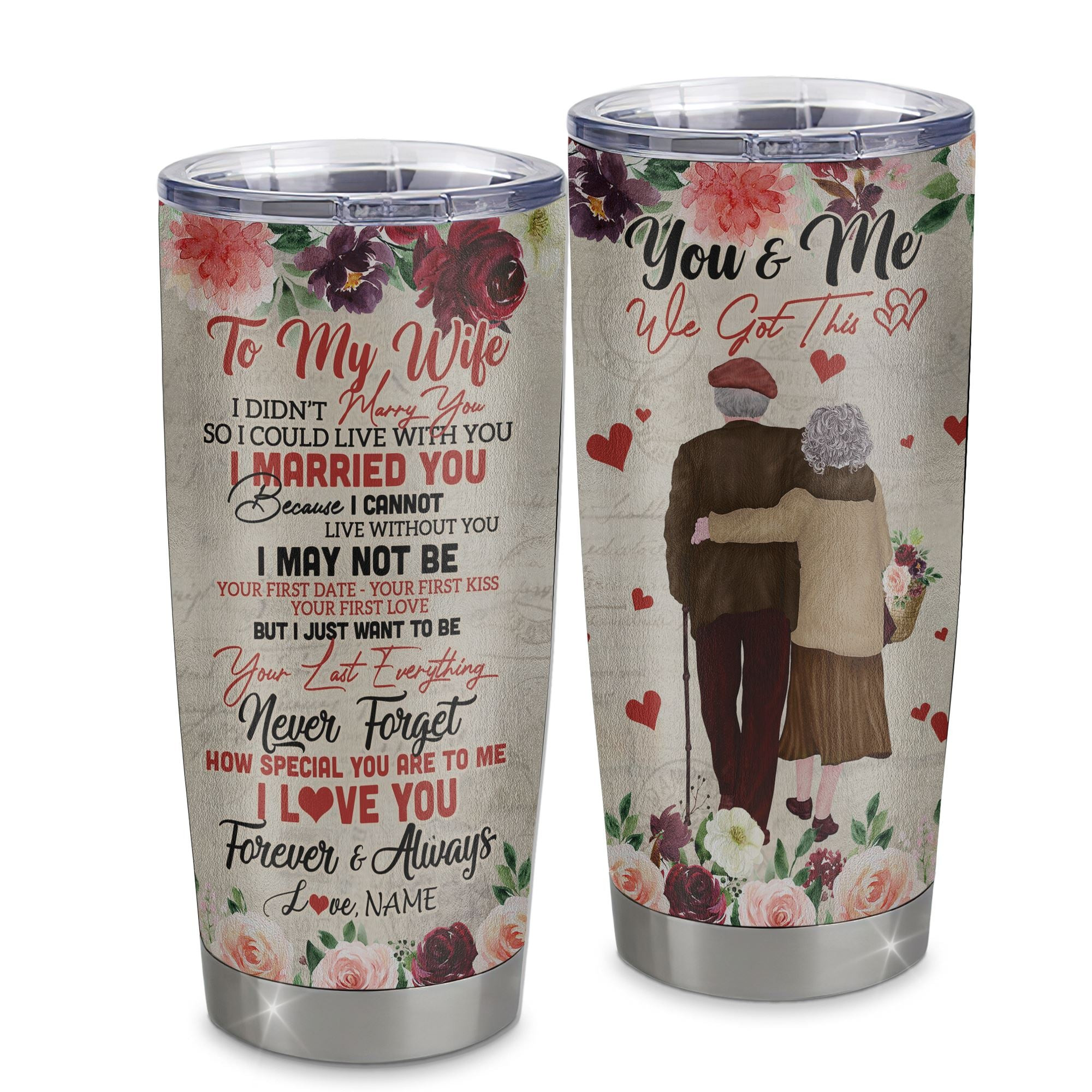 Personalized To My Wife From Husband Stainless Steel Tumbler Cup I Love You Forever And Always Wife Birthday Valentines Wedding Gift