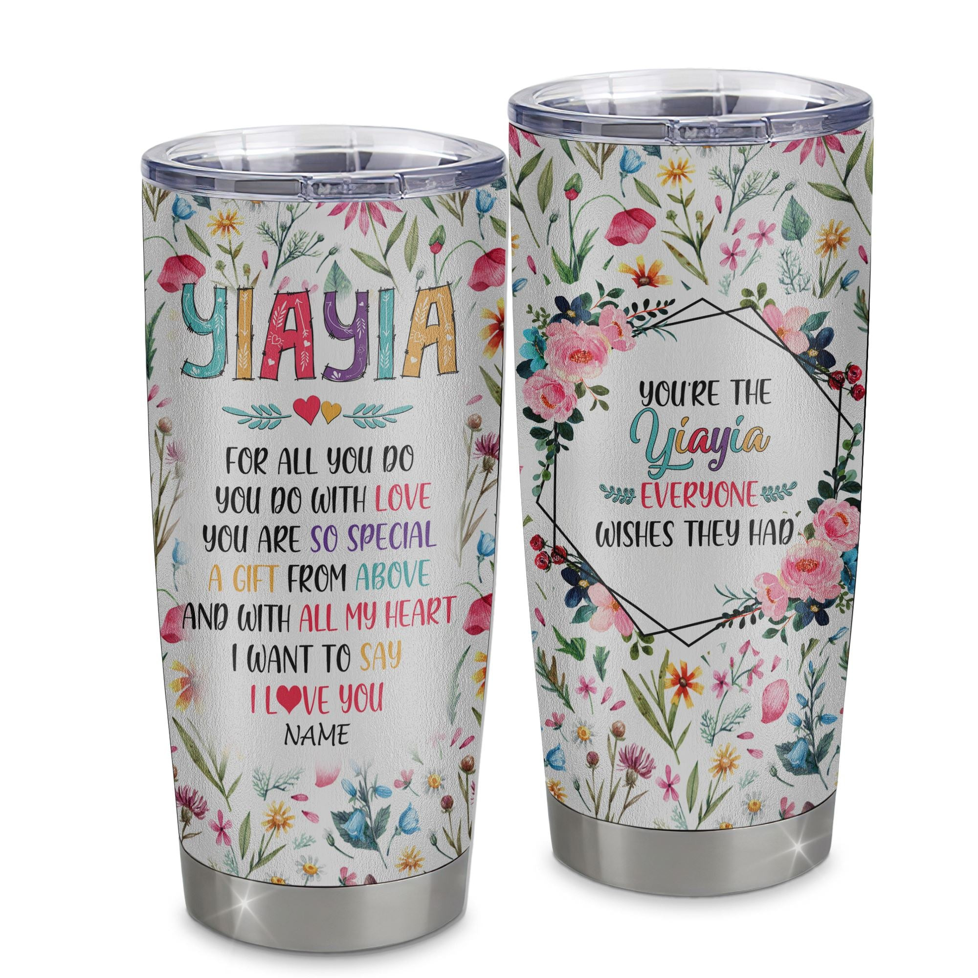Personalized Yiayia From Granddaughter Grandson Grandchildren Stainless Steel Tumbler Cup You Are So Special I Love You Yiayia Mothers Day Birthday Gift