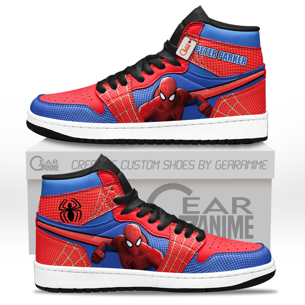 Peter Parker Personalized High-Top Leather Sneakers Spider-Verse Collection