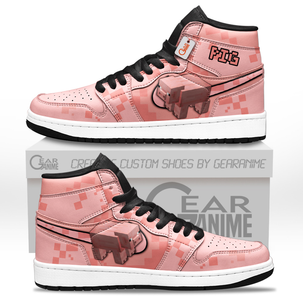 Pig Custom Gaming High-Top Leather Sneakers Personalized Games Edition