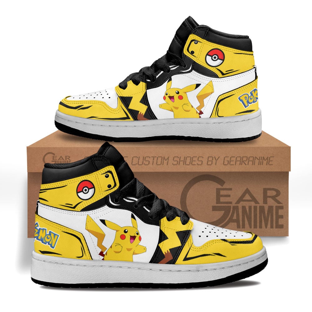 Pikachu Custom Anime Kids High-Top Leather Sneakers