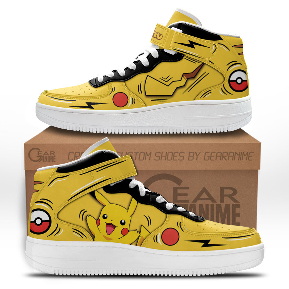 Pikachu Custom Anime Mid-Top Leather Sneakers