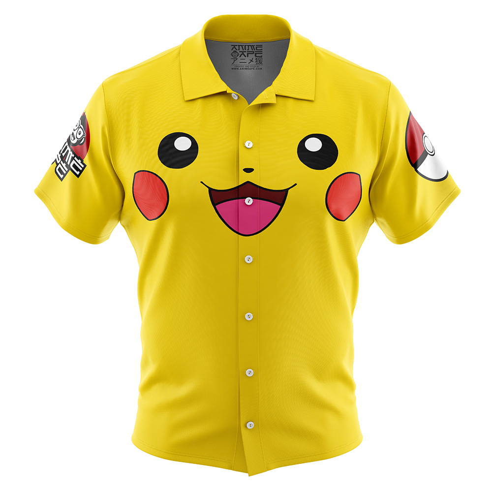 Pikachu Face Pokemon Button Up Hawaiian Shirt