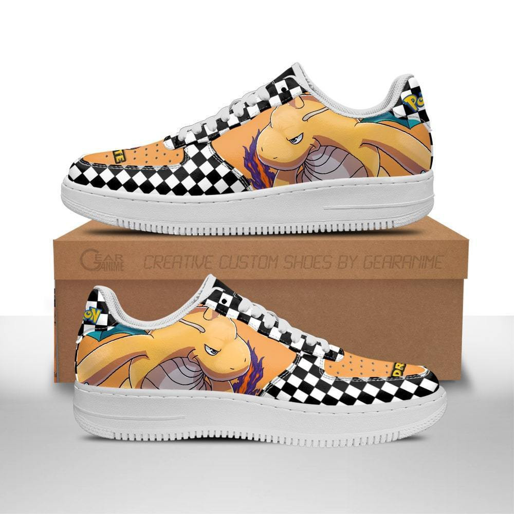 Poke Dragonite Custom Anime Low-Top Leather Sneakers
