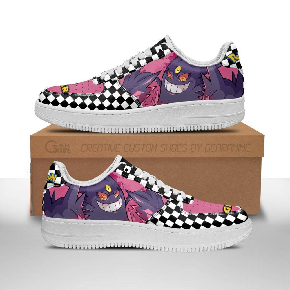 Poke Gengar Custom Anime Low-Top Leather Sneakers