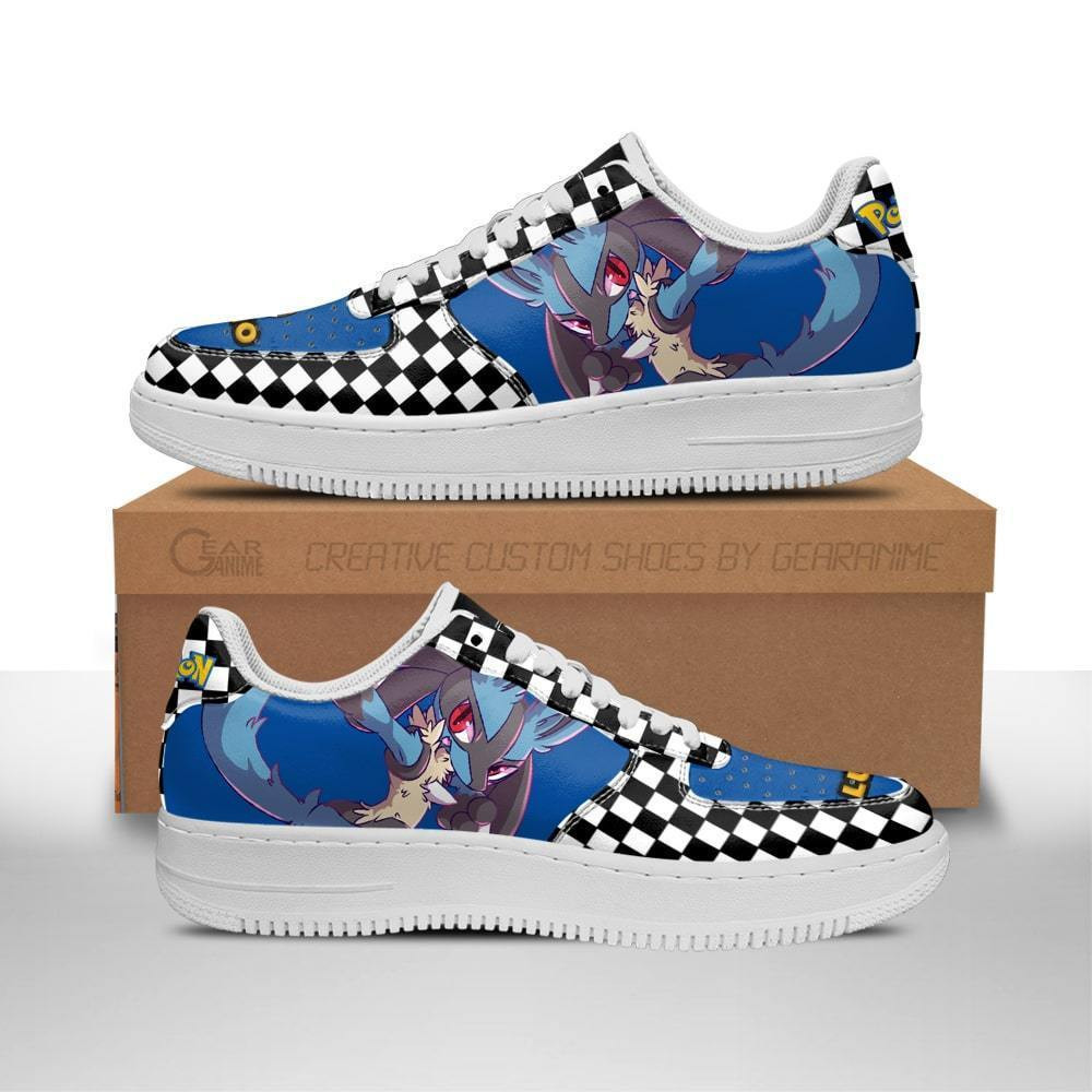 Poke Lucario Custom Anime Low-Top Leather Sneakers