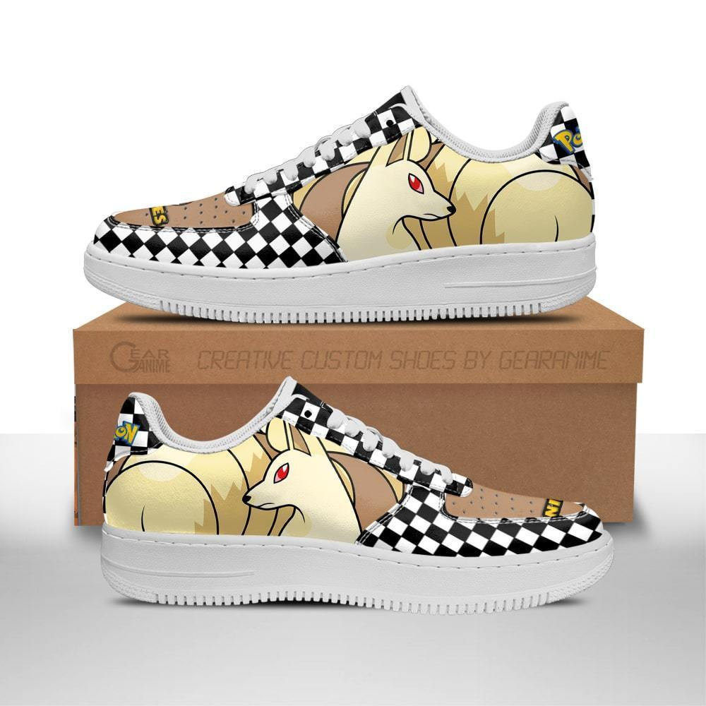 Poke Ninetales Custom Anime Low-Top Leather Sneakers
